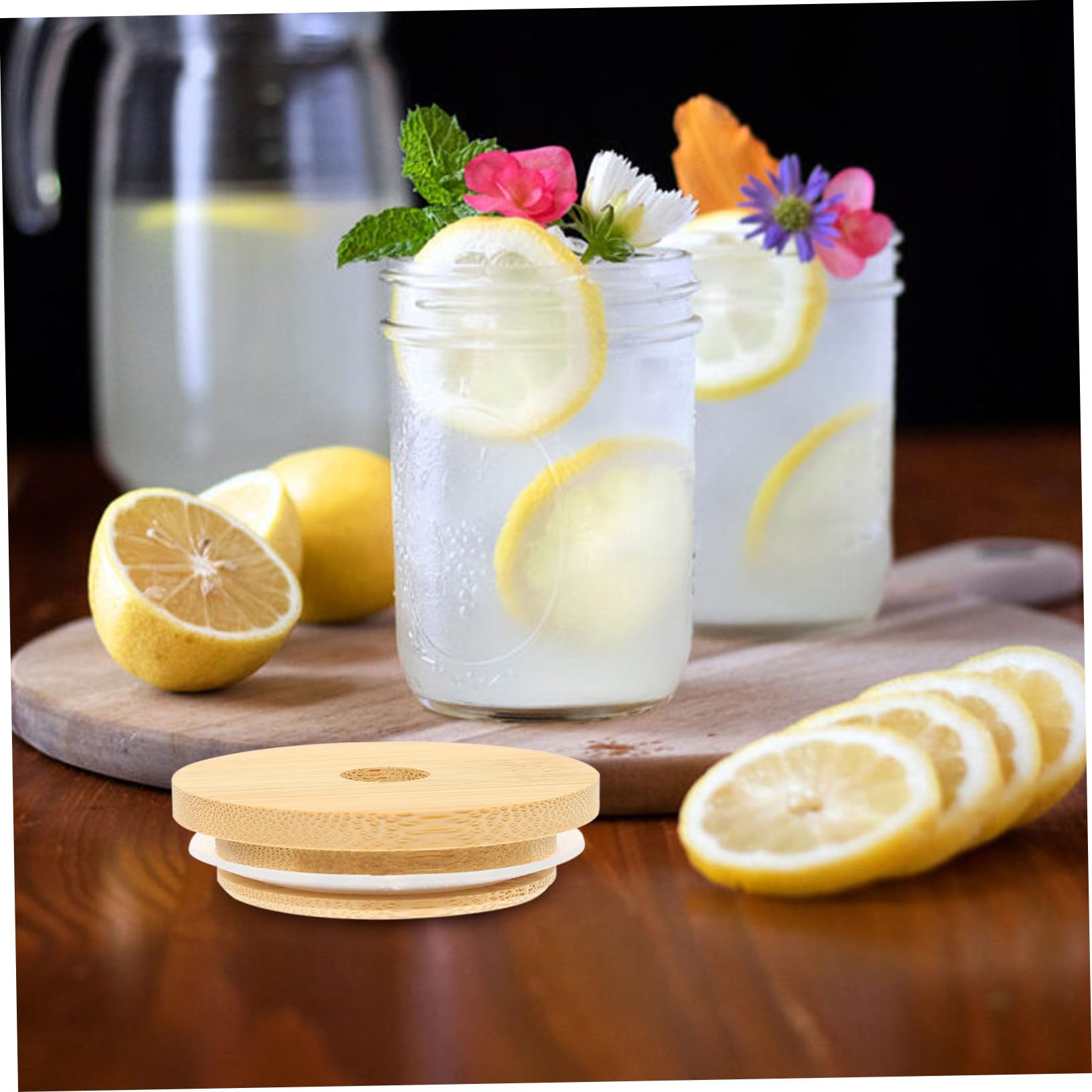 VOSAREA 3sets Airtight Jar Lids with Straw Hole and Brush Covers Straws Cleaning Brush for Easy Drinking and Replacement of Broken Jar Lids