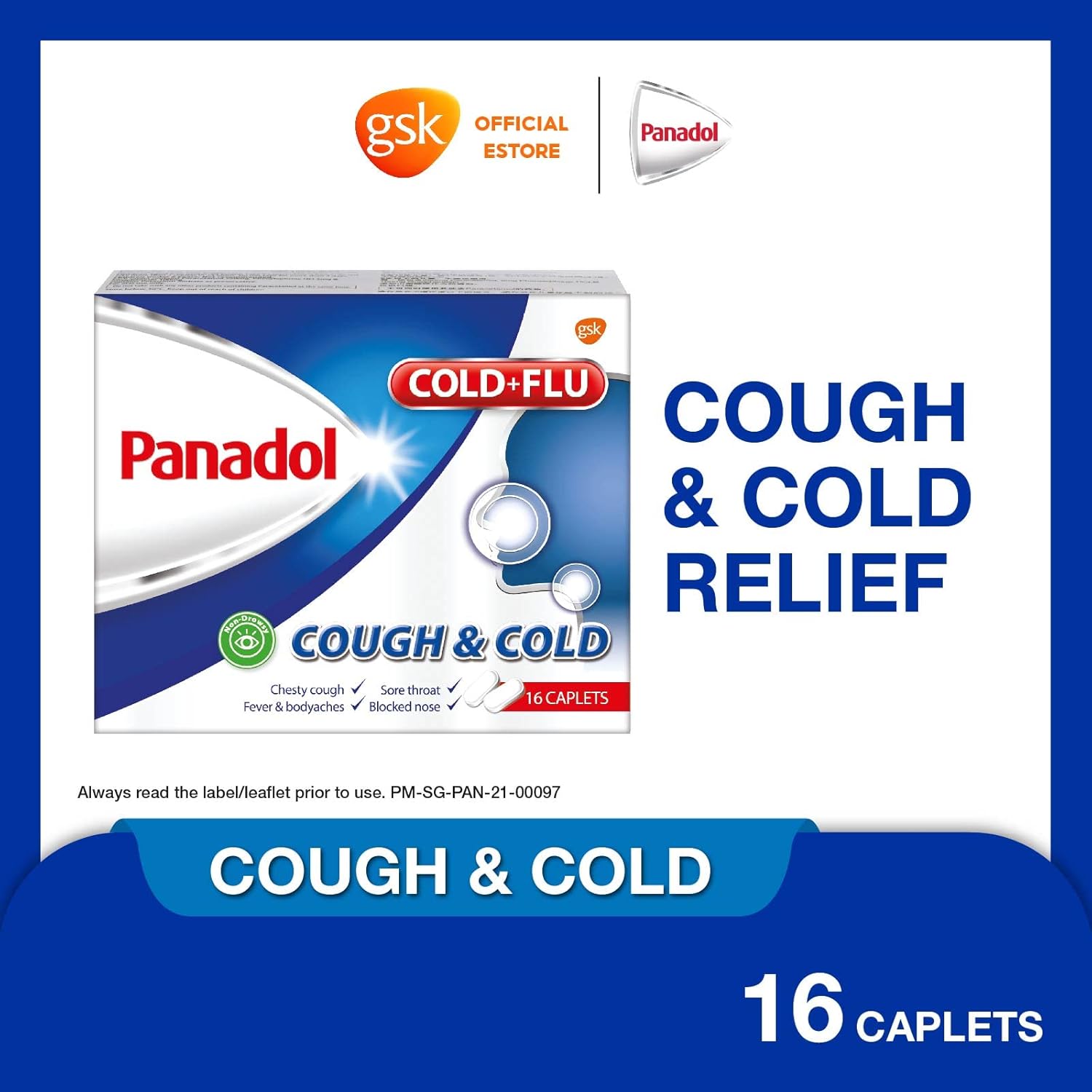 Panadol Cough & Cold Paracetamol, Fast & Effective MultiSymptom Relief for Cold & Flu, Cough