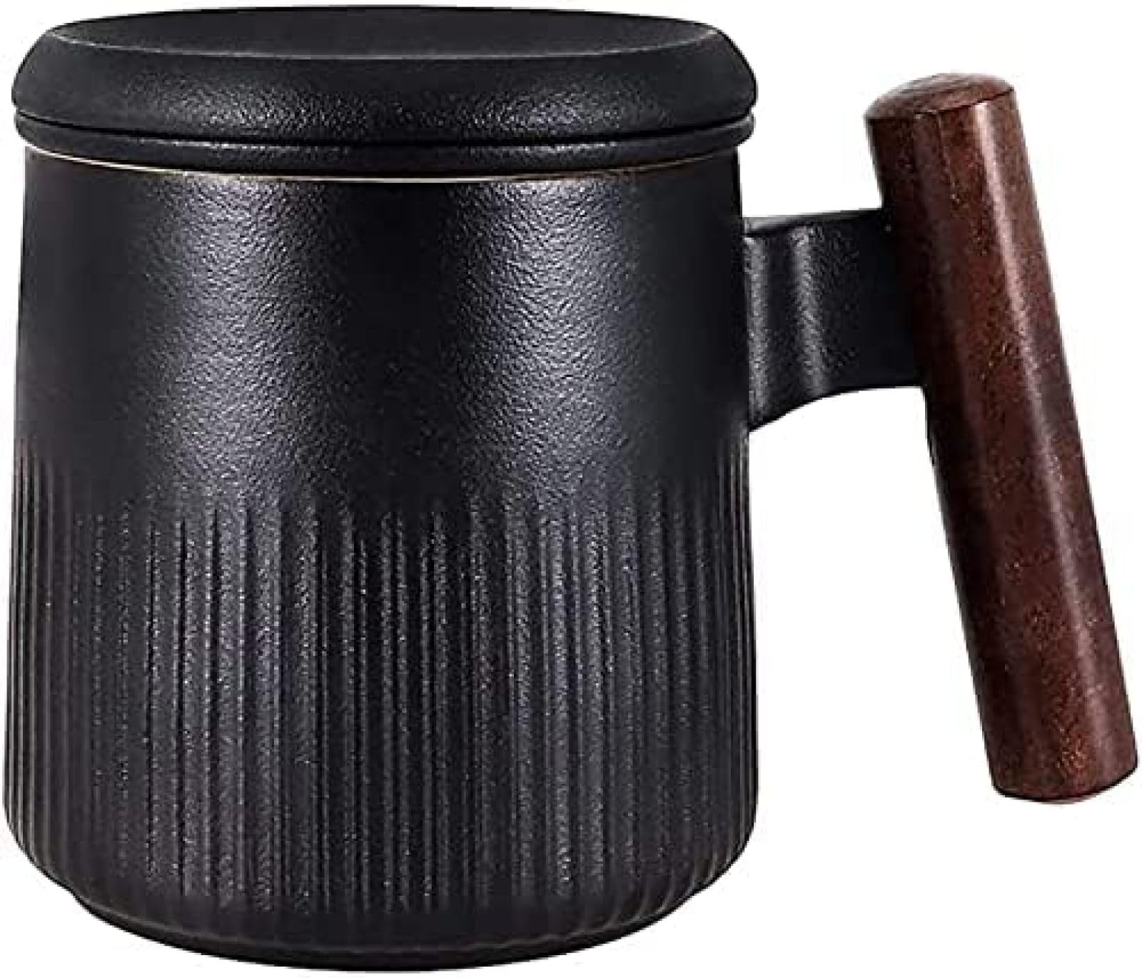 Tasse à thé avec Couvercle et passoire, Tasse en grès pour thé en Vrac ou sachets de thé, Tasse à thé en céramique de 360 ​​ML avec Manche en Bois, 2024
