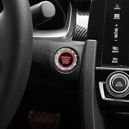 Miniatura 7 de WINKA Cubierta de botón de arranque y parada del motor de automóvil, accesorios brillantes para automóvil, 2 unidades, tapas de anillo de encendido