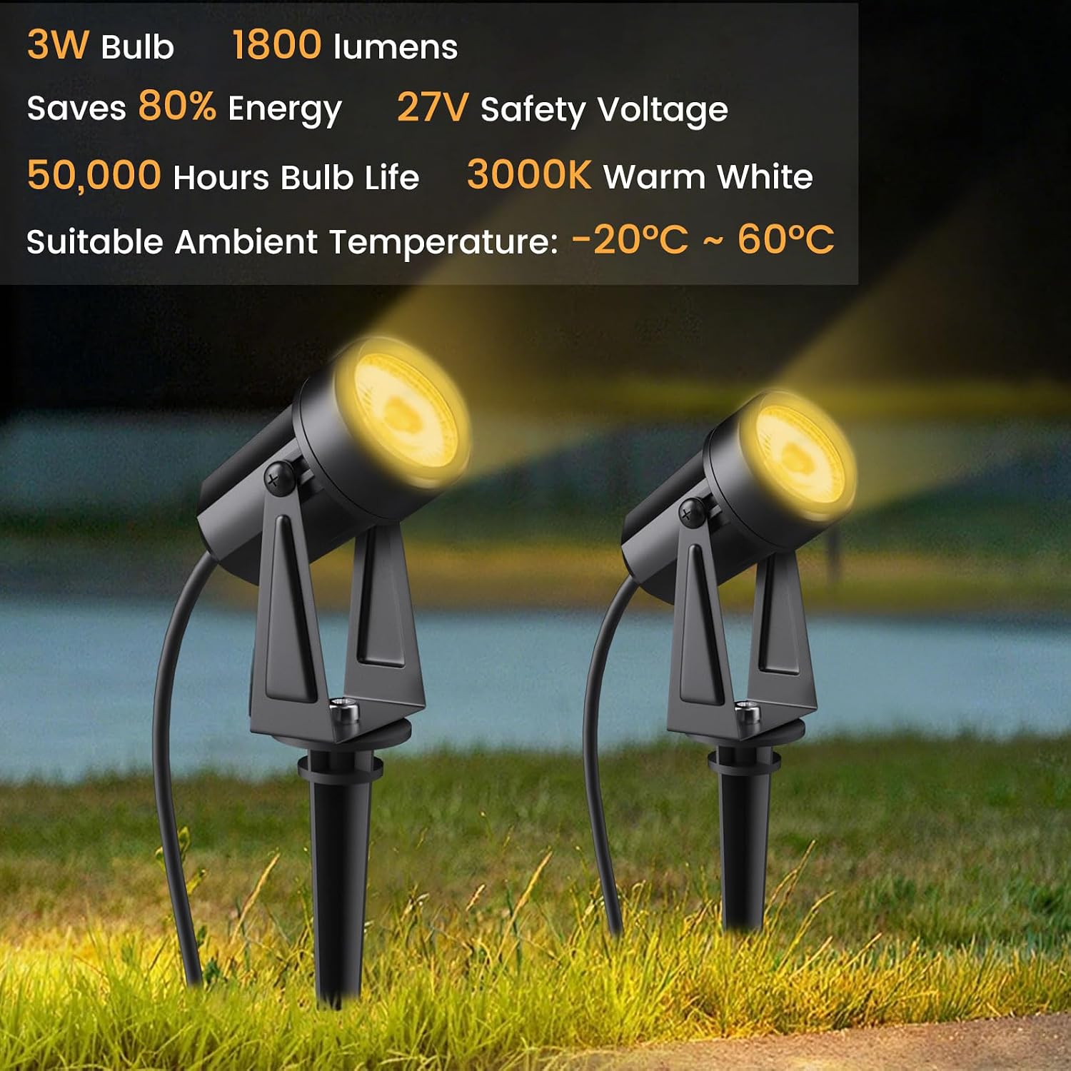 6 Pack Outdoor Low Voltage Landscape Lighting with Transformer image 4