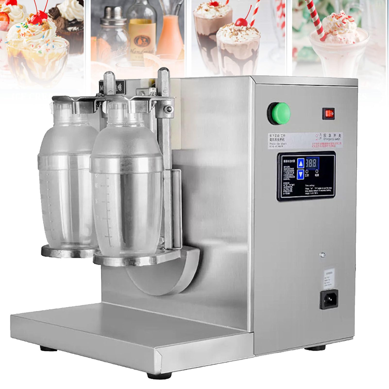Montalatte, macchina elettrica per shakerare il tè al latte, shaker automatico per tè al latte e cocktail a doppio telaio, macchina shaker in acciaio inossidabile da 400 giri/min