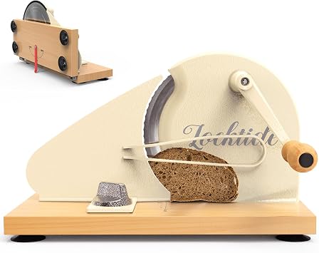 Foldable Extra Large Manual Bread Slicer for Sourdough Bread - Adjustable Thickness & Evenly Slice, with Knob and Scale, Folding Woodbase, Suction Cups and Bread Guide for Bagel, Sandwiches, Toast