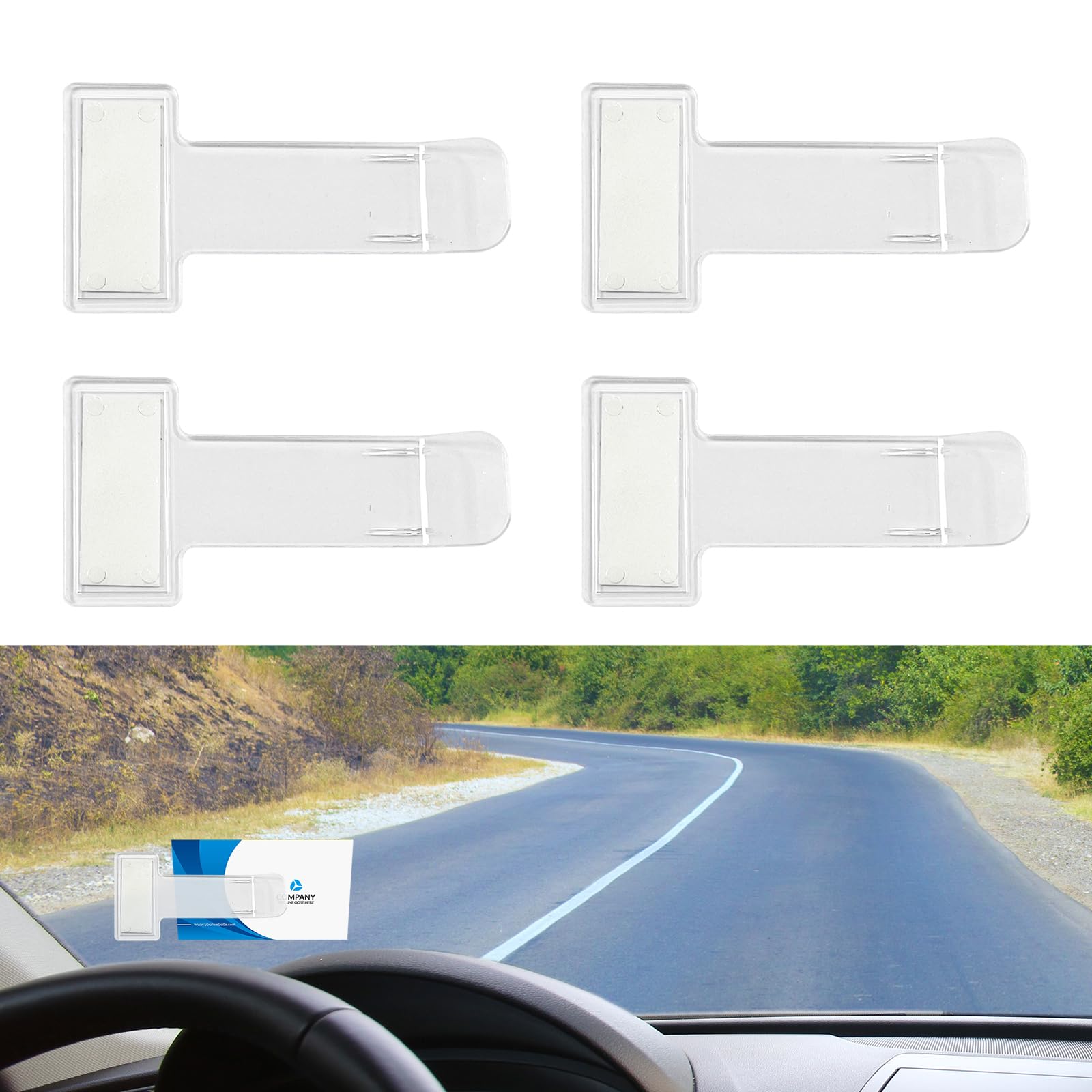 Augeny 4 PCS Car Windshield Parking Ticket Holder, Transparent Plastic Parking Ticket Holder Clip with Adhesive Tape, Auto Windshield Invoice Clip, Vehicle Interior Accessories