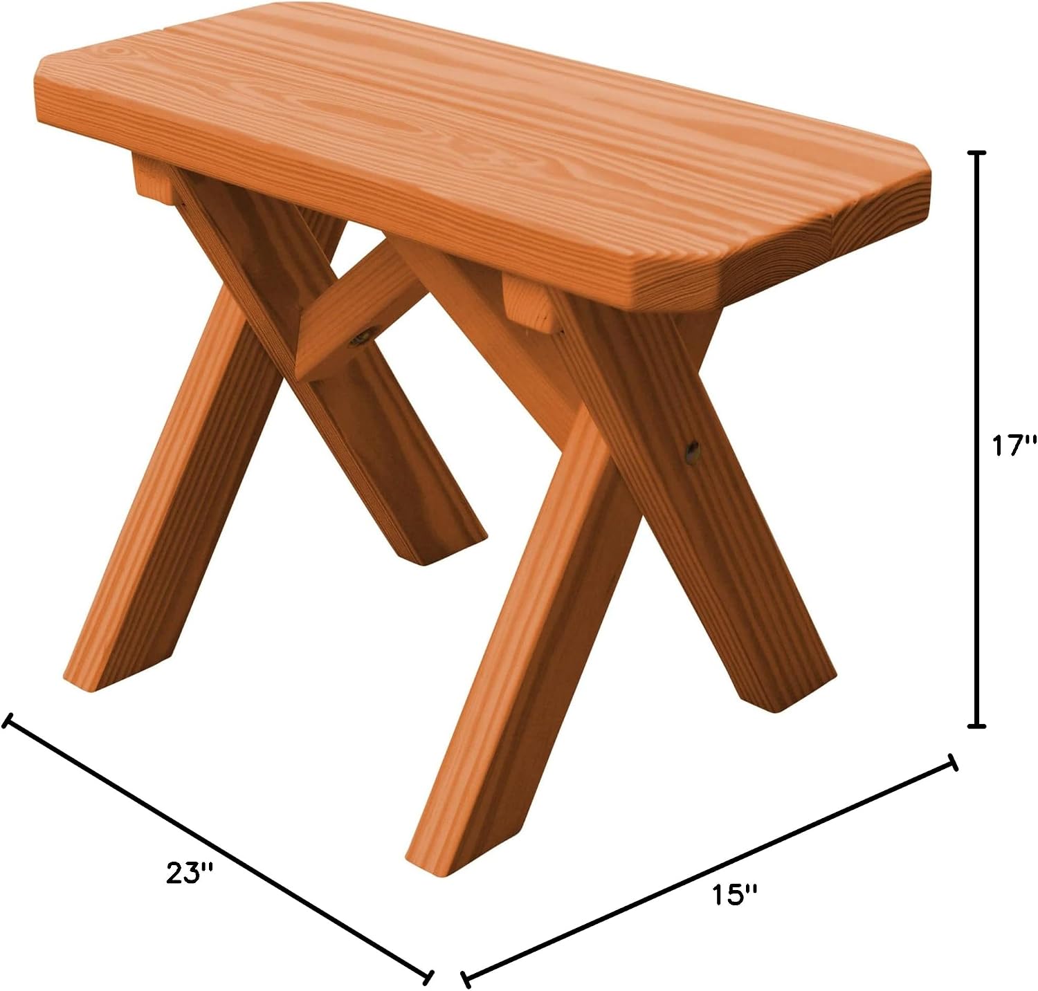 Furniture Barn USA Pressure Treated Pine 2' Cross-Leg Bench, Cedar Stain