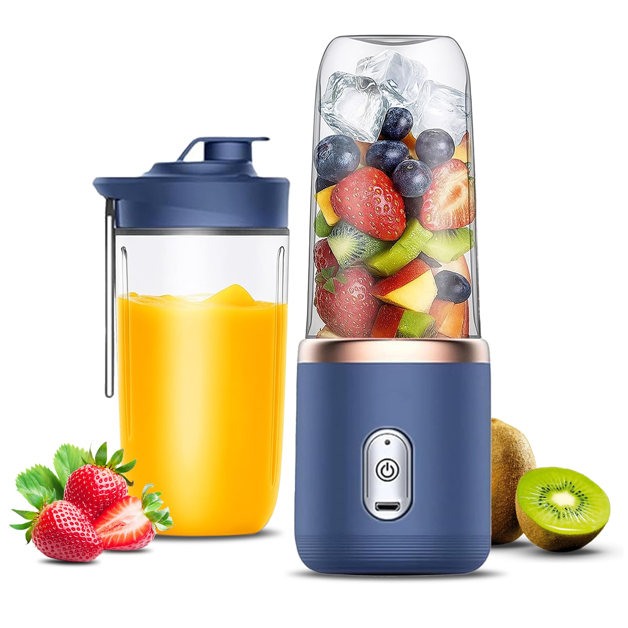HOMEBASIC Portable Blender 400ml, USB-C Rechargeable Smoothie Juicer with 6 Stainless Steel Blades, 22000RPM Mini Mixer for Shakes & Smoothies| Fruit Maker for Gym, Travel, Office & Kitchen-image-33