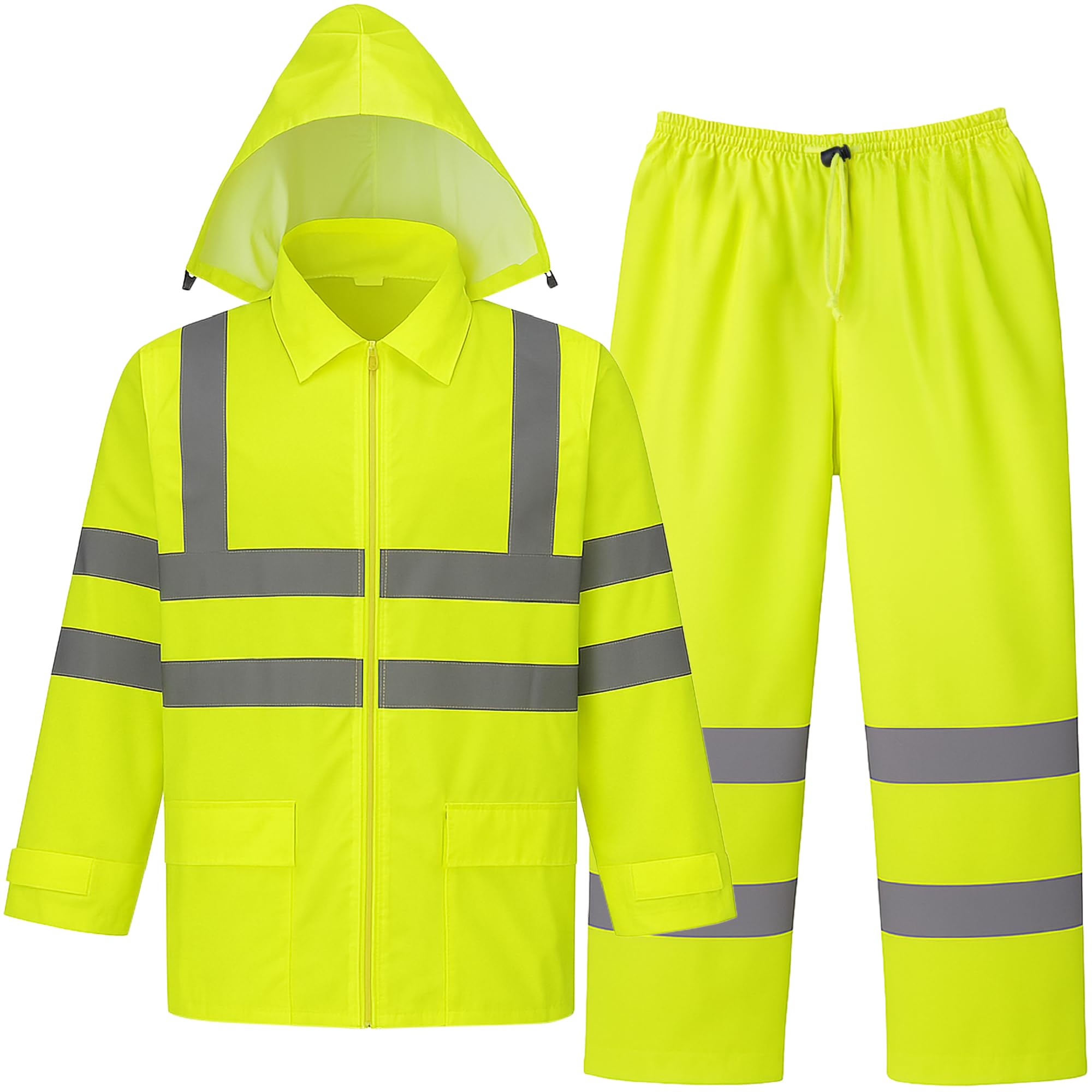 MGP SUPPLY Class 3 Hi-Vis Rain Suit - Waterproof Rain Jacket & Pants