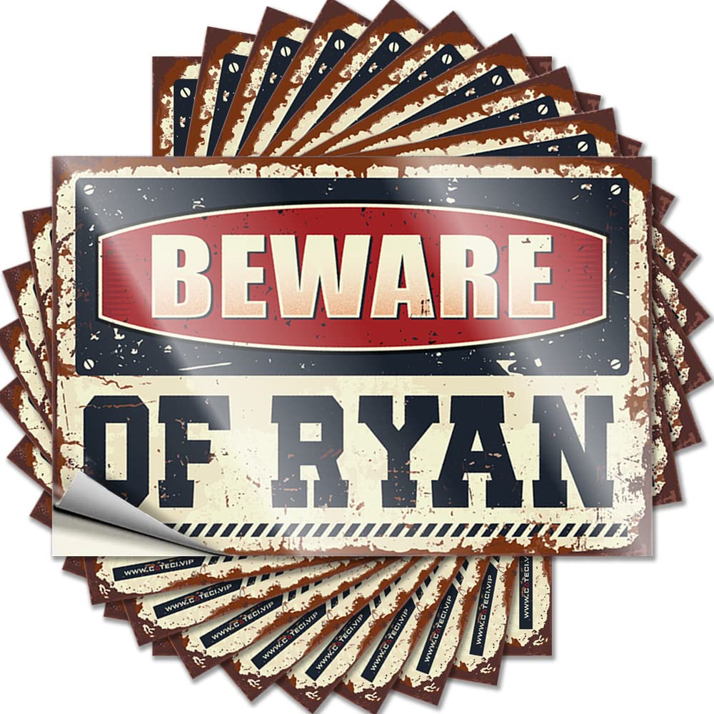 Decals Motivational Grunge Waterproof - Beware of Ryan Wall Self Adhesive Decal for Ideas Use(8X12CM)