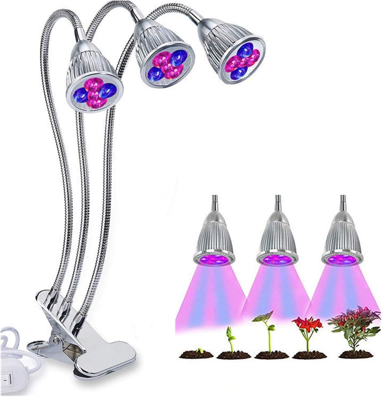 RONGGOFull Spectrum Phytolamps DC5V USB LED Grow Light with Timer 5W 10W 15W Desktop Clip Phyto Lamps for Plants Flowers Grow Box,5W