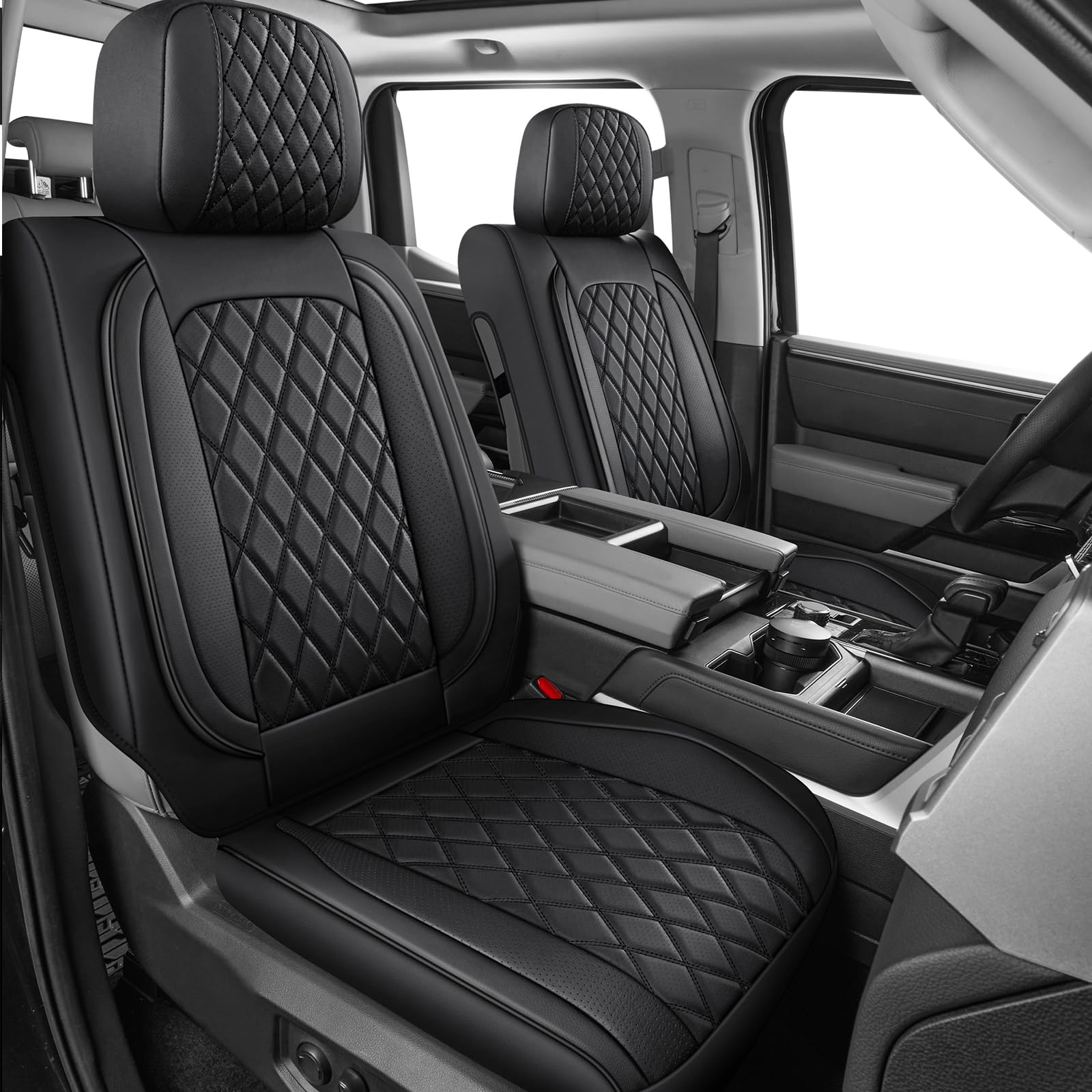 MIROZO Toyota Tundra Seat Covers, Waterproof Truck Seat Covers Full Set Seat Covers Protector Compatible with 2014-2021 Toyota Tundra Crew/Crewmax/Extended/Double Cab(Black,Full Set)