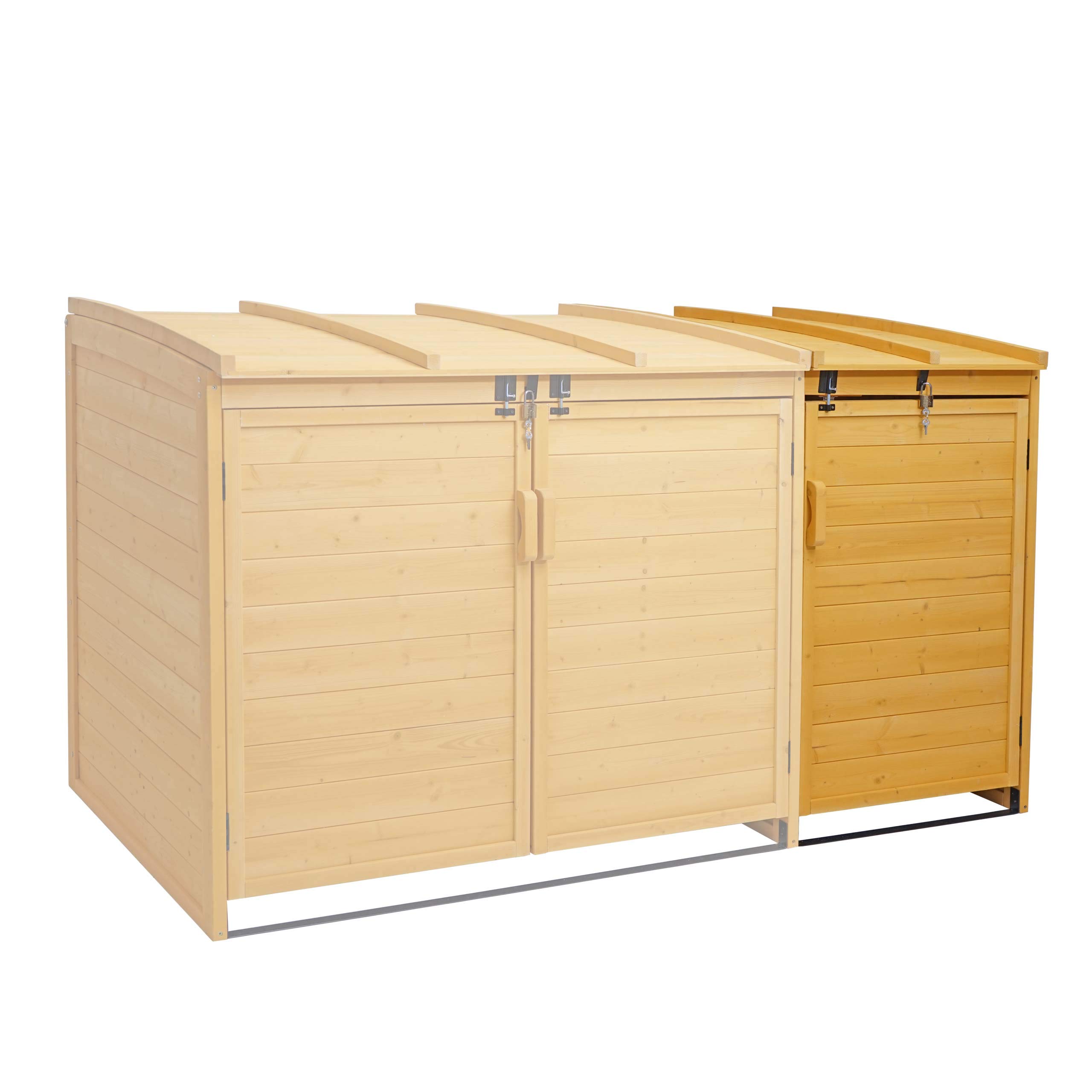 Mendler XL 1er-/2er-Mülltonnenverkleidung Erweiterung HWC-H75 - braun | Mülltonnenbox, Holz, 120x68x104cm, MVG-Zertifiziert