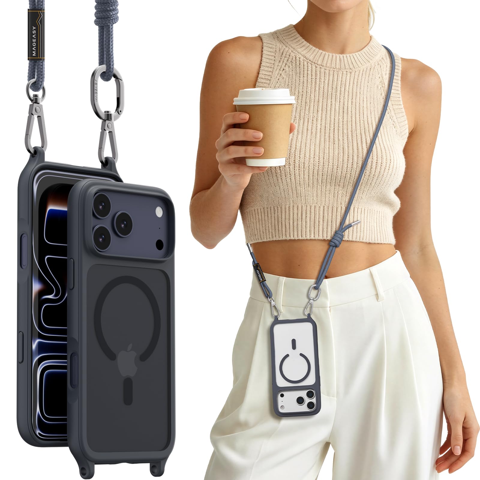 Amazon.com: MAGEASY Roam MagSafe Crossbody iPhone Case with