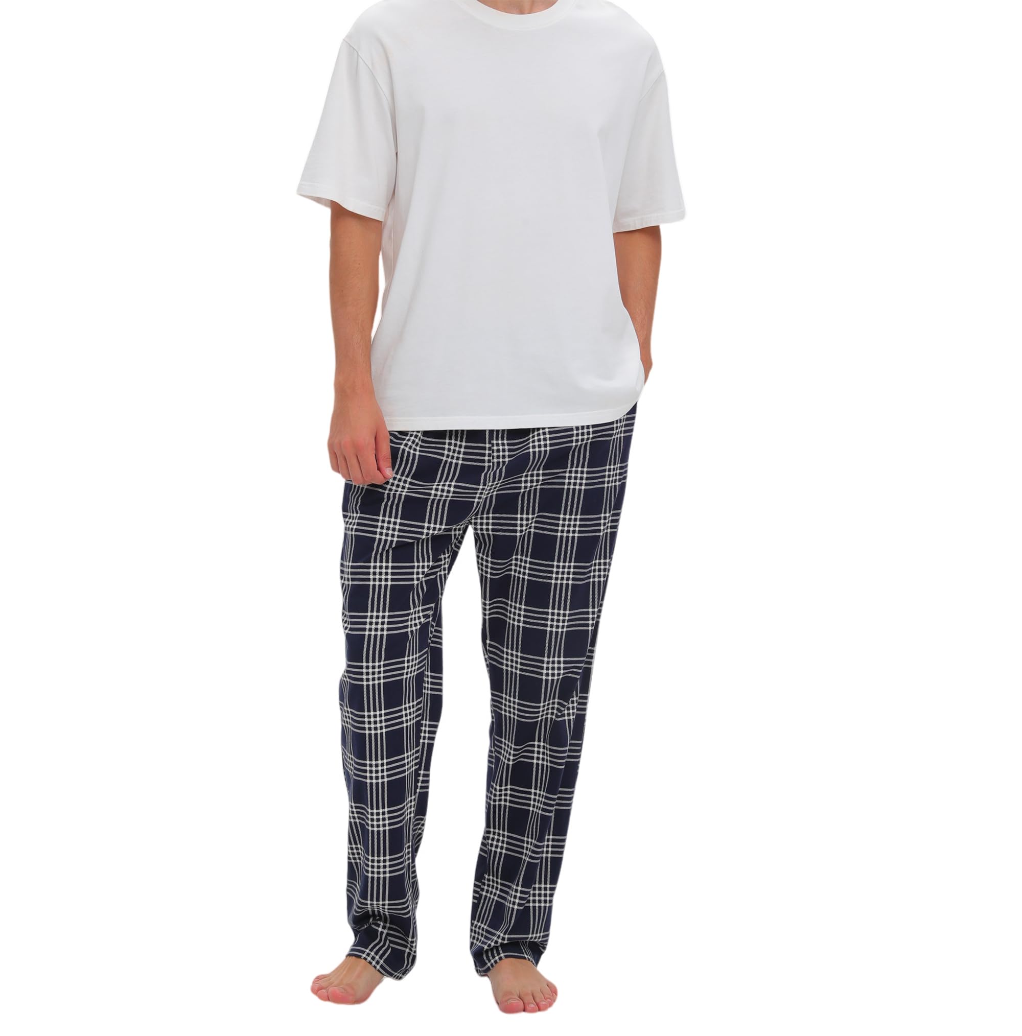 Mancru Pyjamahose, Pyjamahose für Herren Bequeme Baumwoll Lo
