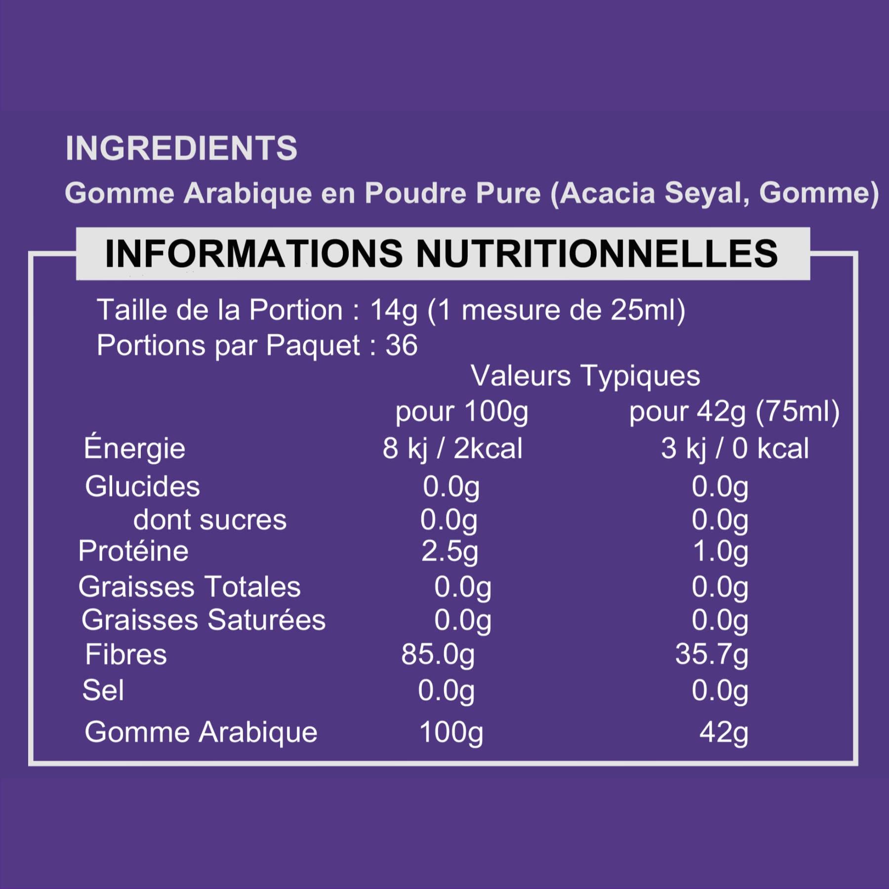 Ketosource® Fibre d'Acacia Pure 500g Supplément de fibres solubles prébiotiques 0g glucides Zéro calories