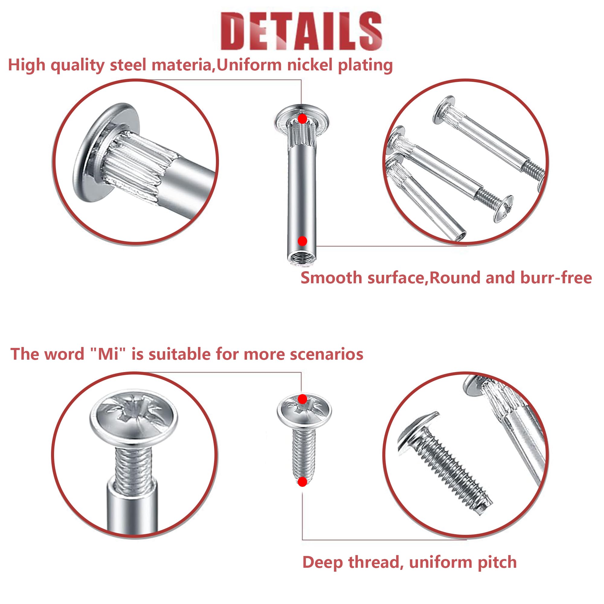 50 Viti Di Collegamento Per Mobili M4 X 31-40 Mm - Con Manicotto E Scatola - Foto 9