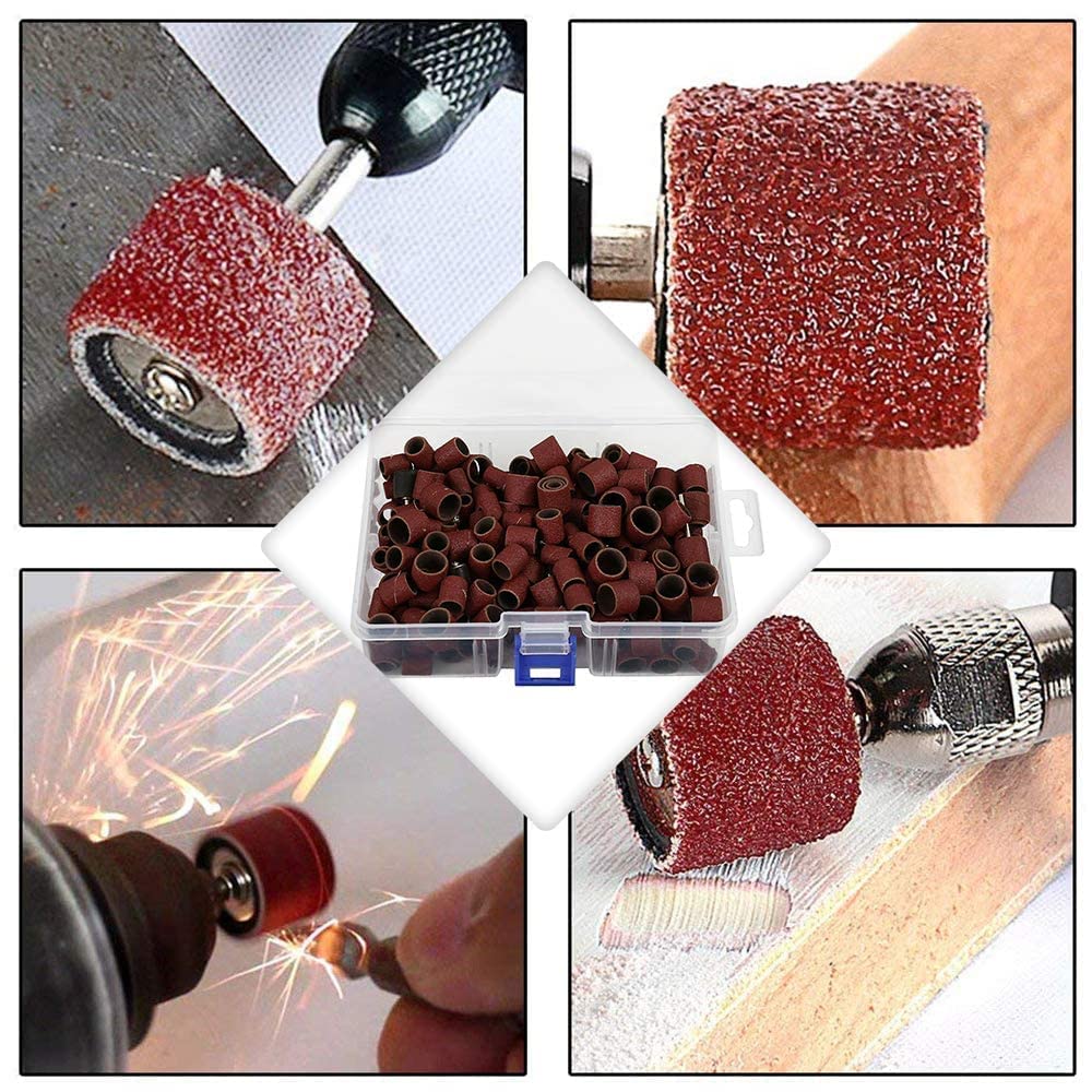  3枚Mサイズ 3セット 18Pcs Sanding Drums Kit With Case, 400-2000 Grit For Dremel Rotary