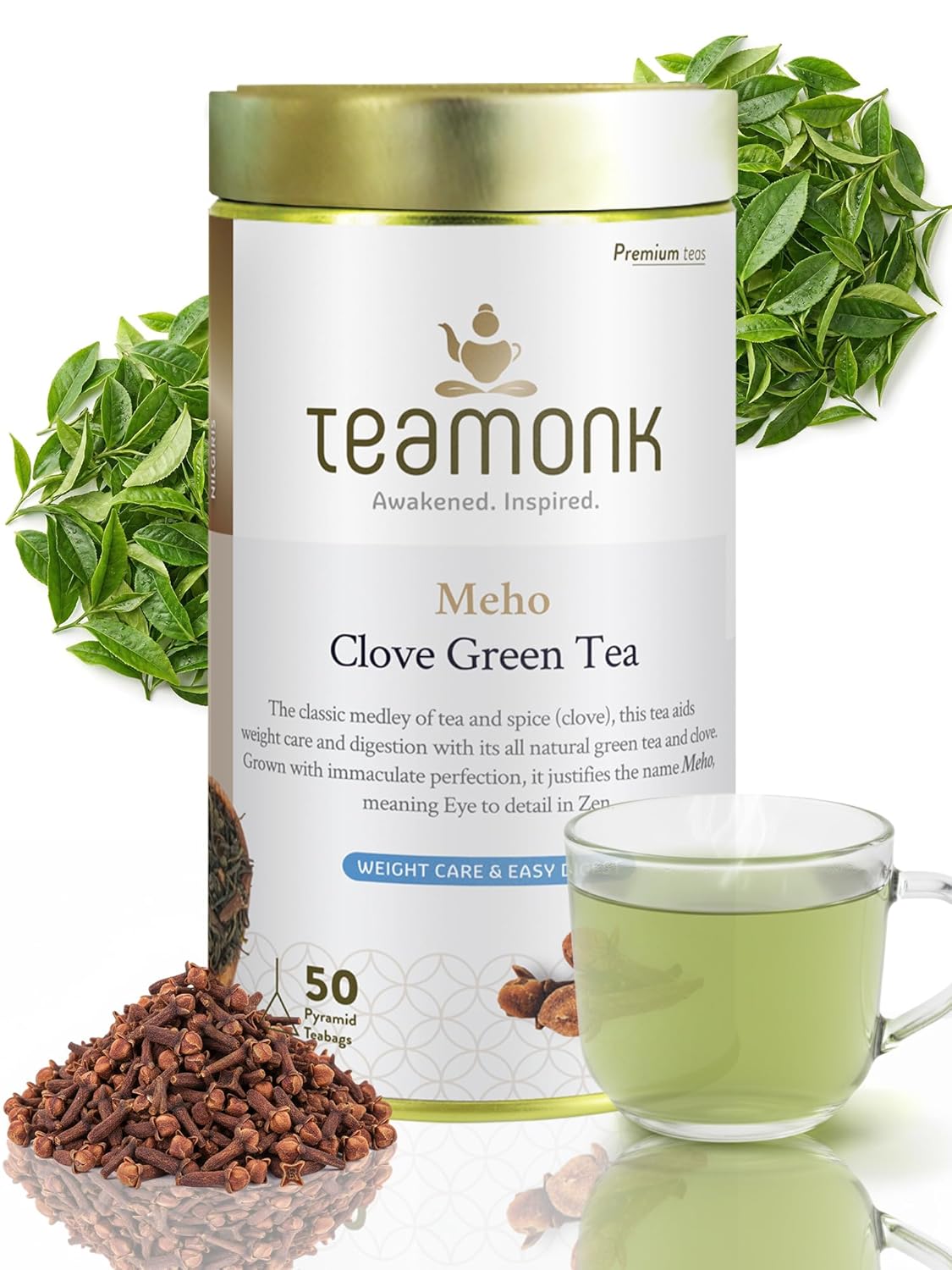 Teamonk Meho High Mountain Clove Green Tea 50 Pyramid Bags