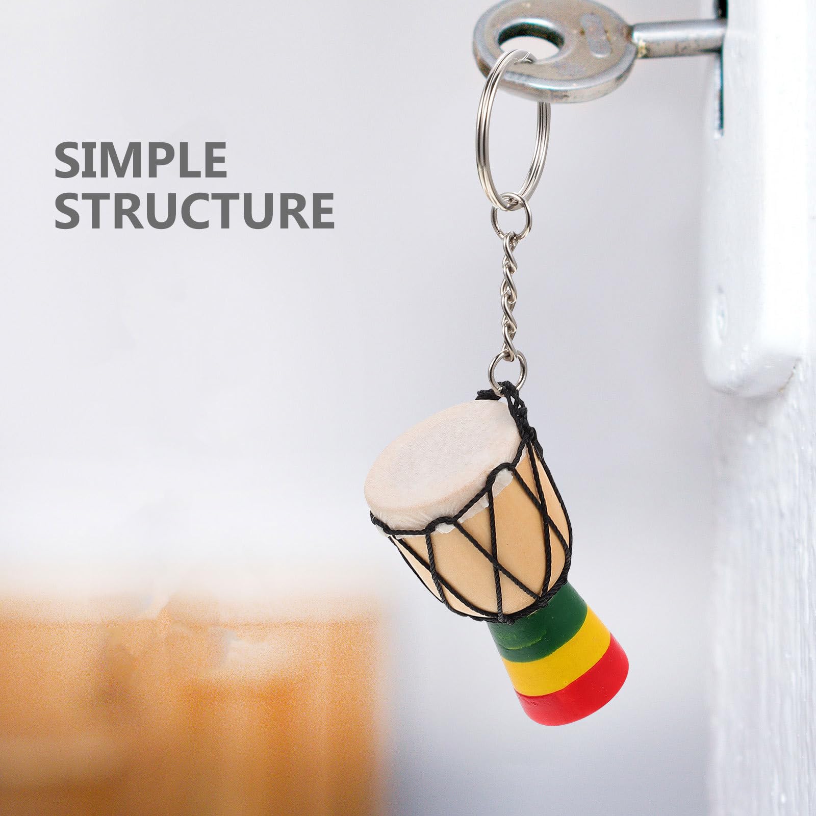 Lot De 3 Porte-Clés Djembé En Bois Africain - Mini Instrument De Percussion