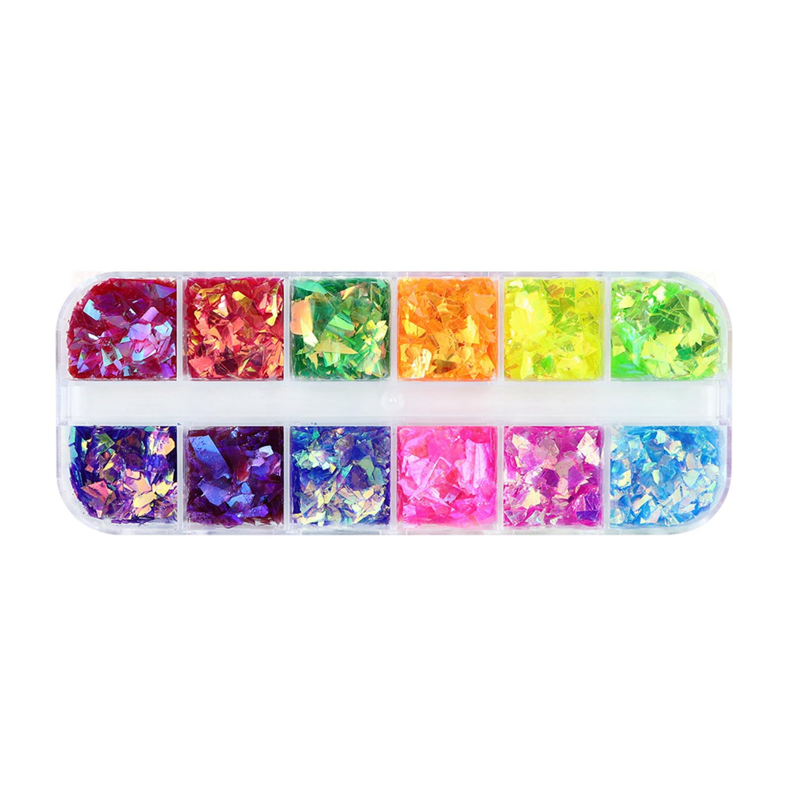 YANGLY Sequins Holographic Nail Art Glitter 3D Holographic Nail Sequins Irregular Large Fragments Glitter Flakes Supplies for Women