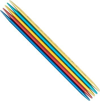 skacel by addi FlipStix Double Pointed Knitting Needles, 6 Inch 15 cm Set of 5 Aluminum Knit Needle Kit, 2 mm US Size 0