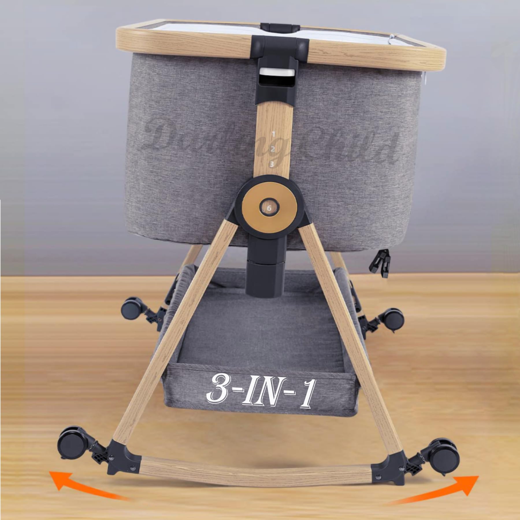 Ktaxon 3-in-1 Baby Bassinet & Bedside Sleeper - Adjustable Height Folding Crib With Wheels