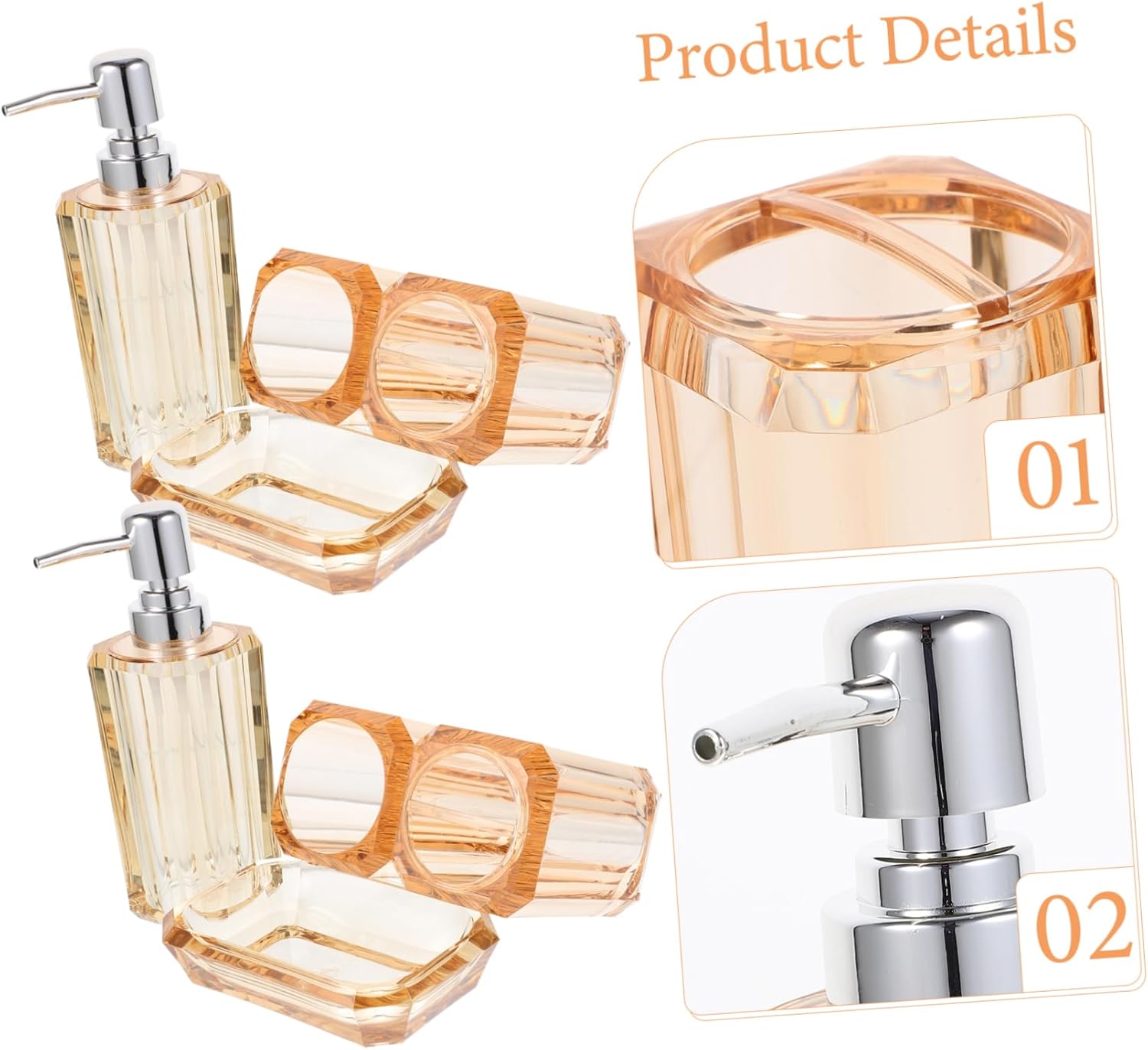 1Set Transparent Bathroom Toiletry Set Lotion Bottle Toothbrush Holder Soap Dish Mouthwash Cup Stylish Compact Accessories for Home Hotel Use