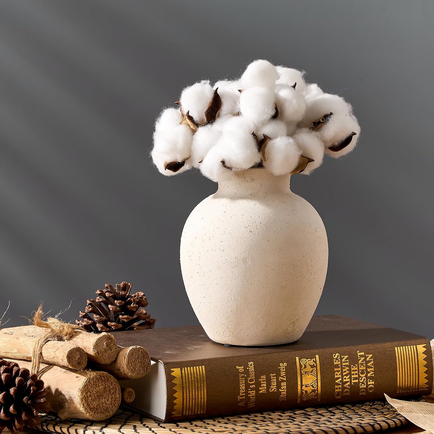 SIDUCAL Ceramic Decorative Flower Vase | 6 Inch Pottery Rustic Farmhouse Boho Vase for Home Decor, Table, Living Room, Bathroom, Shelf, Mantel Decoration, Wedding, White - Image 7