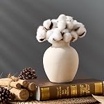 Vase décoratif en céramique SIDUCAL | Vase rustique en poterie de 6 po pour la décoration de la maison, table, salon, salle de bain, étagère, manteau, mariage, blanc