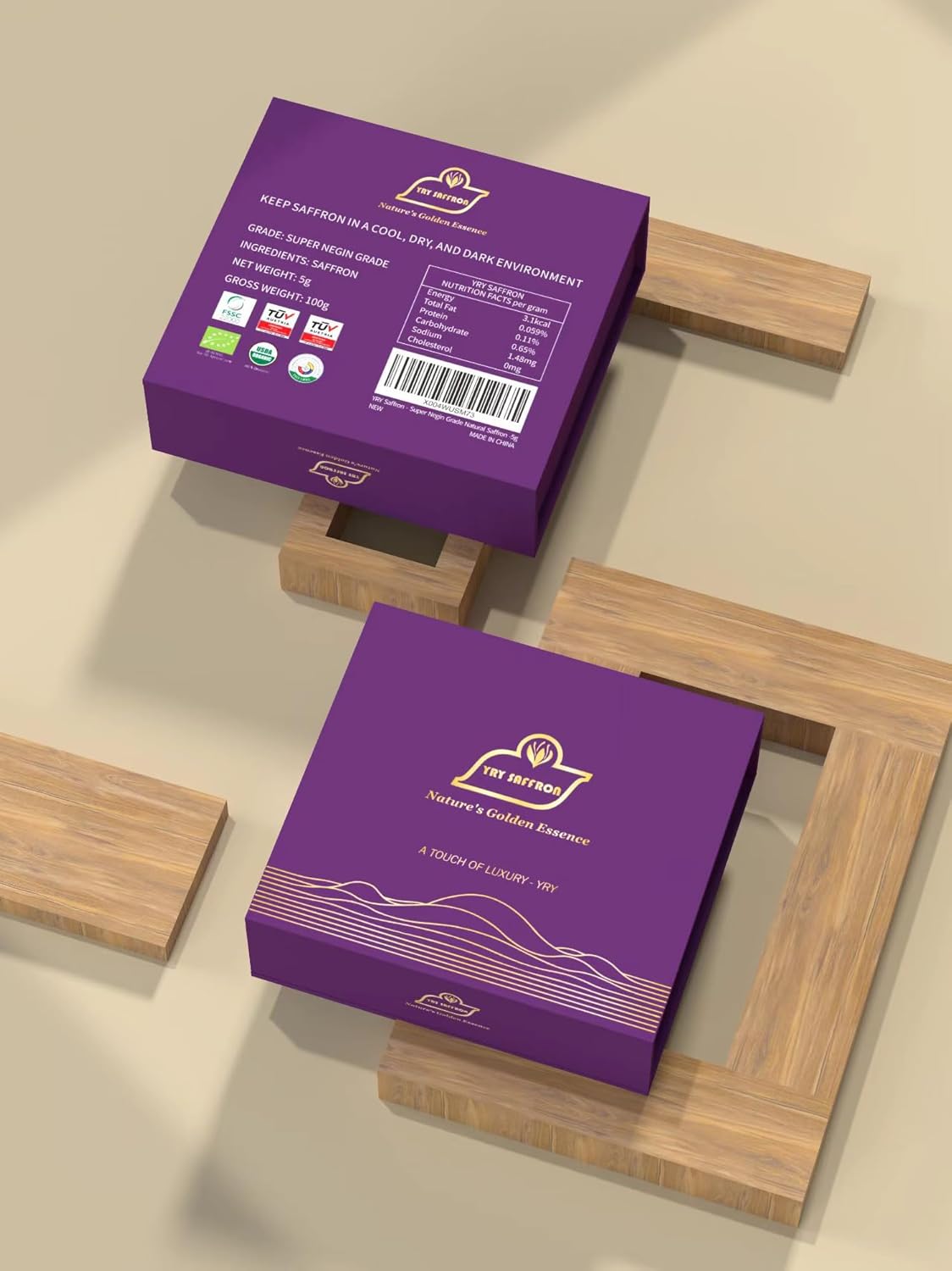 YRY Super Negin Grade Saffron Threads - 100% Pure and Natural | Lab-Tested for Vibrant Color and Rich Flavor | Luxury Golden Tin | Ideal for Paella, Risotto, and More | 5g