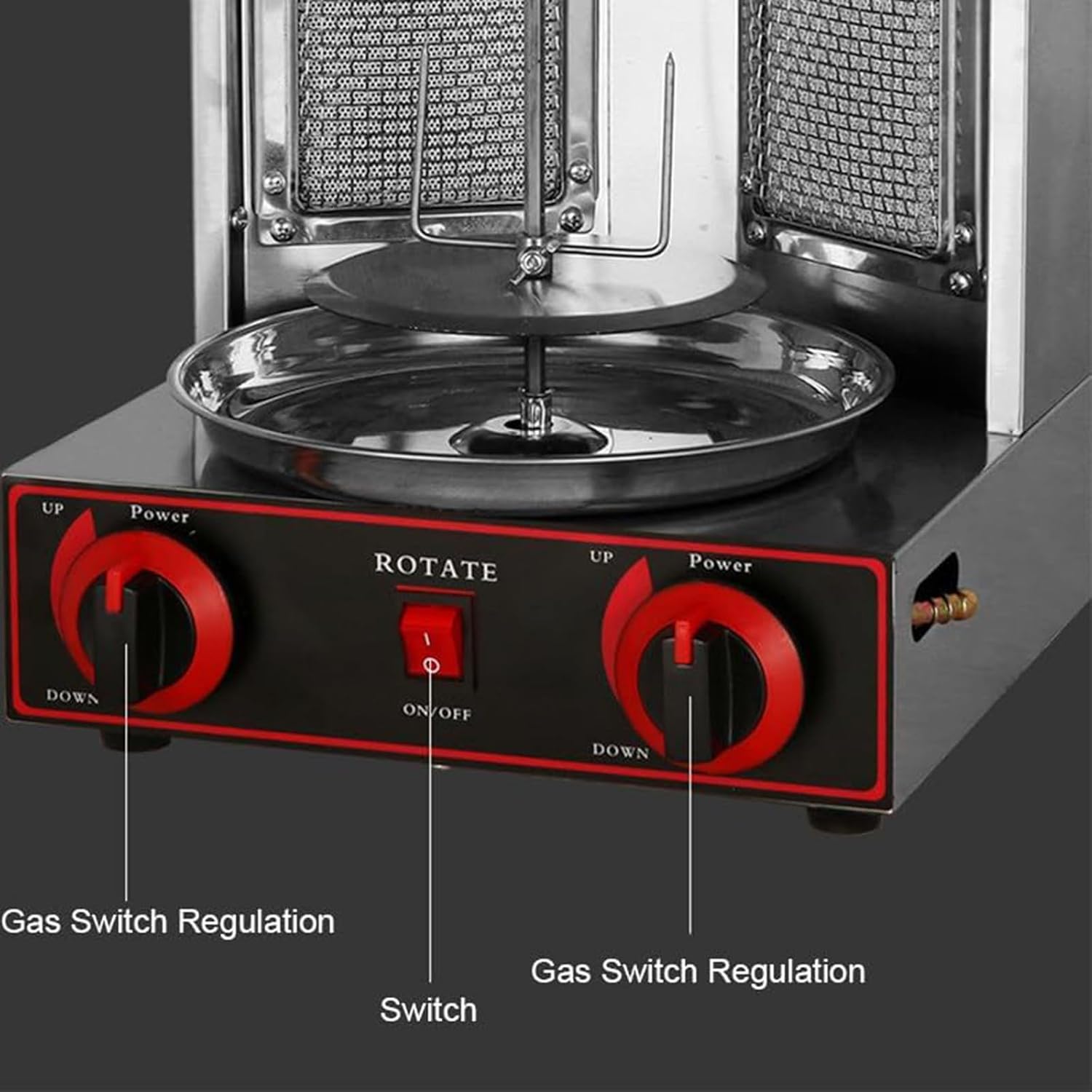 Gas Vertical Rotisserie Oven Grill,Countertop Kebab Cooker Rotating Roaster Baking Machine, 360 ° Rotating Rotisserie Oven, Suitable For Family Gatherings And Friends Gatherings,Silver-B