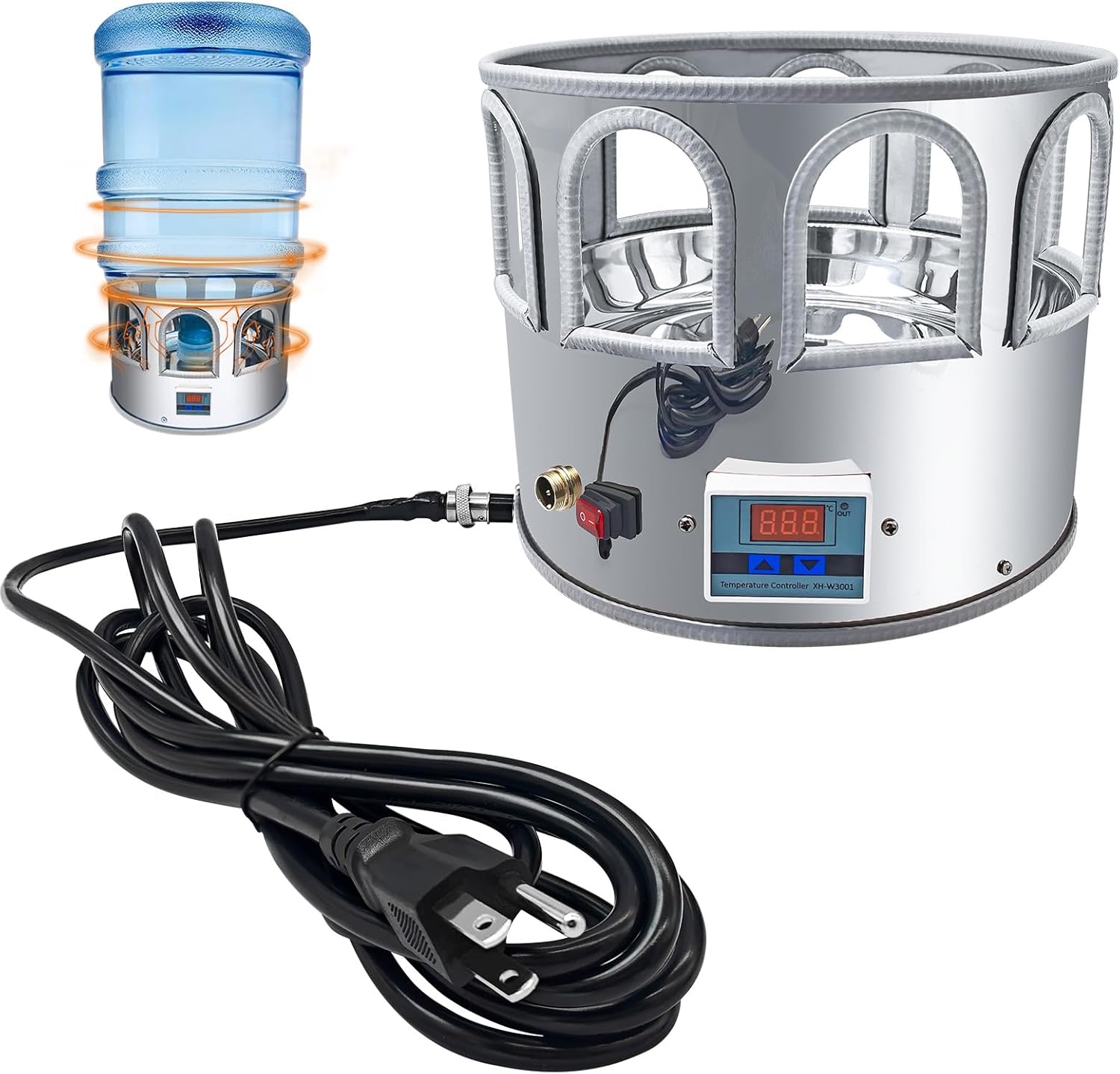 Heated Chicken Waterer - 5 Gallon Metal Base With Temperature Indicator for Winter - For Chickens, Ducks, Pigeons (Does Not Contain Buckets)