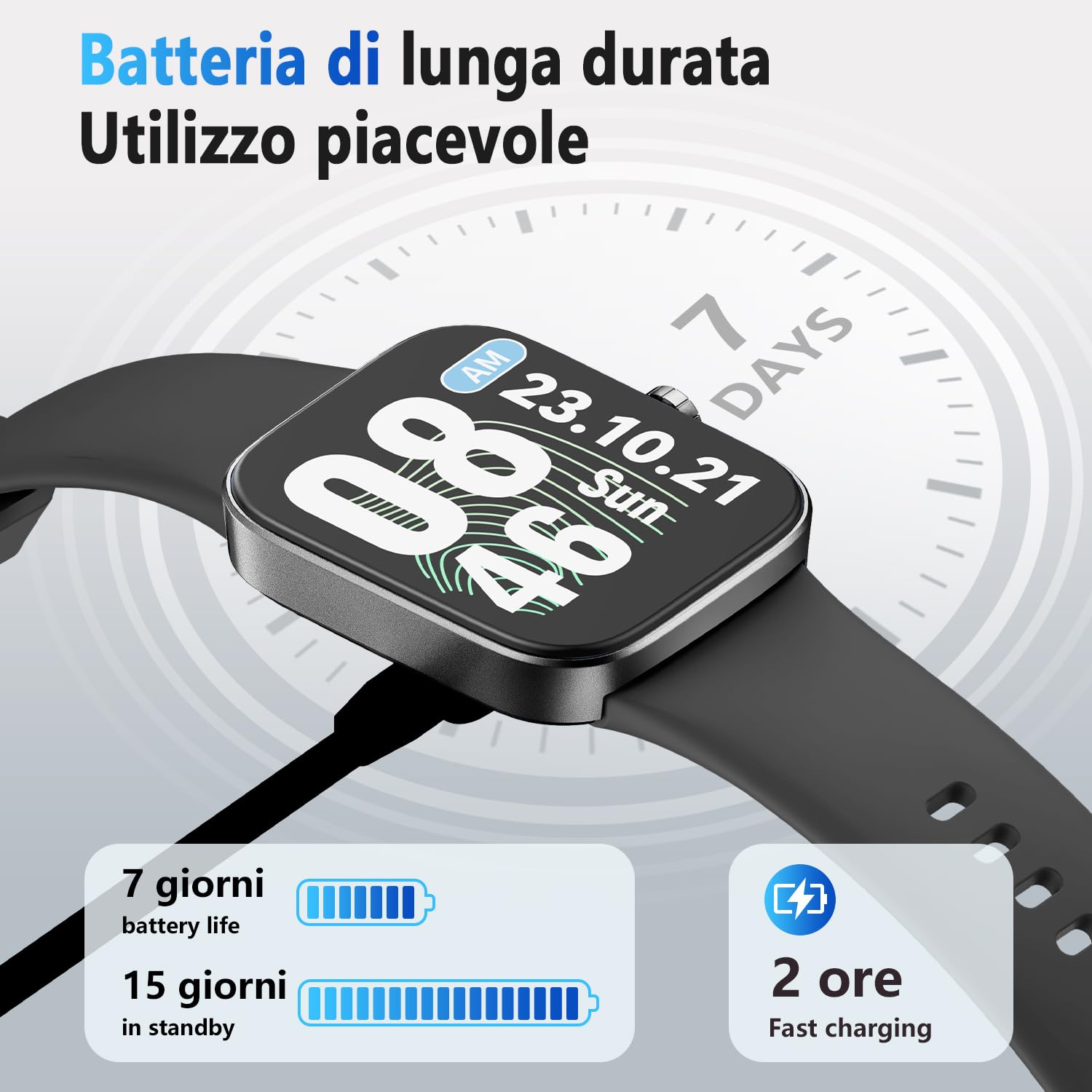 ASWEE Smartwatch, 1.85'' Schermo Orologio Smartwatch Uomo Donna con Chiamata e Risposta Vivavoce, Smart Watch con Contapassi, Cardiofrequenzimetro da Polso, 200+ modalità Sportive per Android iOS