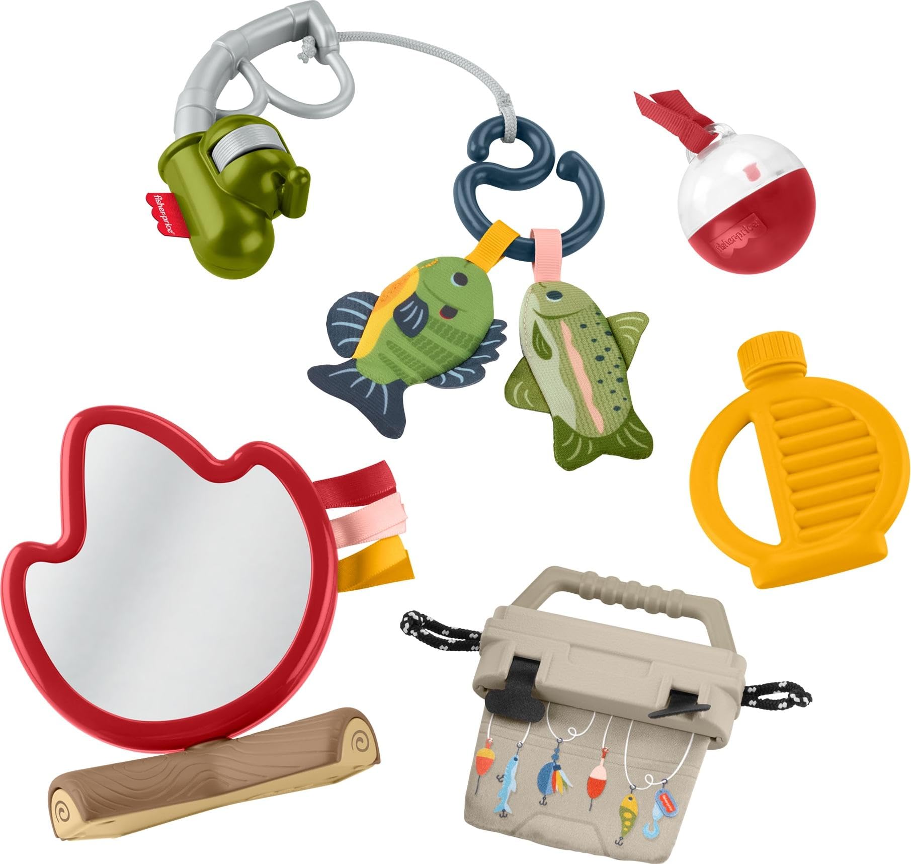 Fisher-Price Baby Toys Mini Me Moments Camp & Crinkle Set, 7-Piece Fishing & Hiking Sensory Activities for Newborn Play Ages 3+ Months - 2