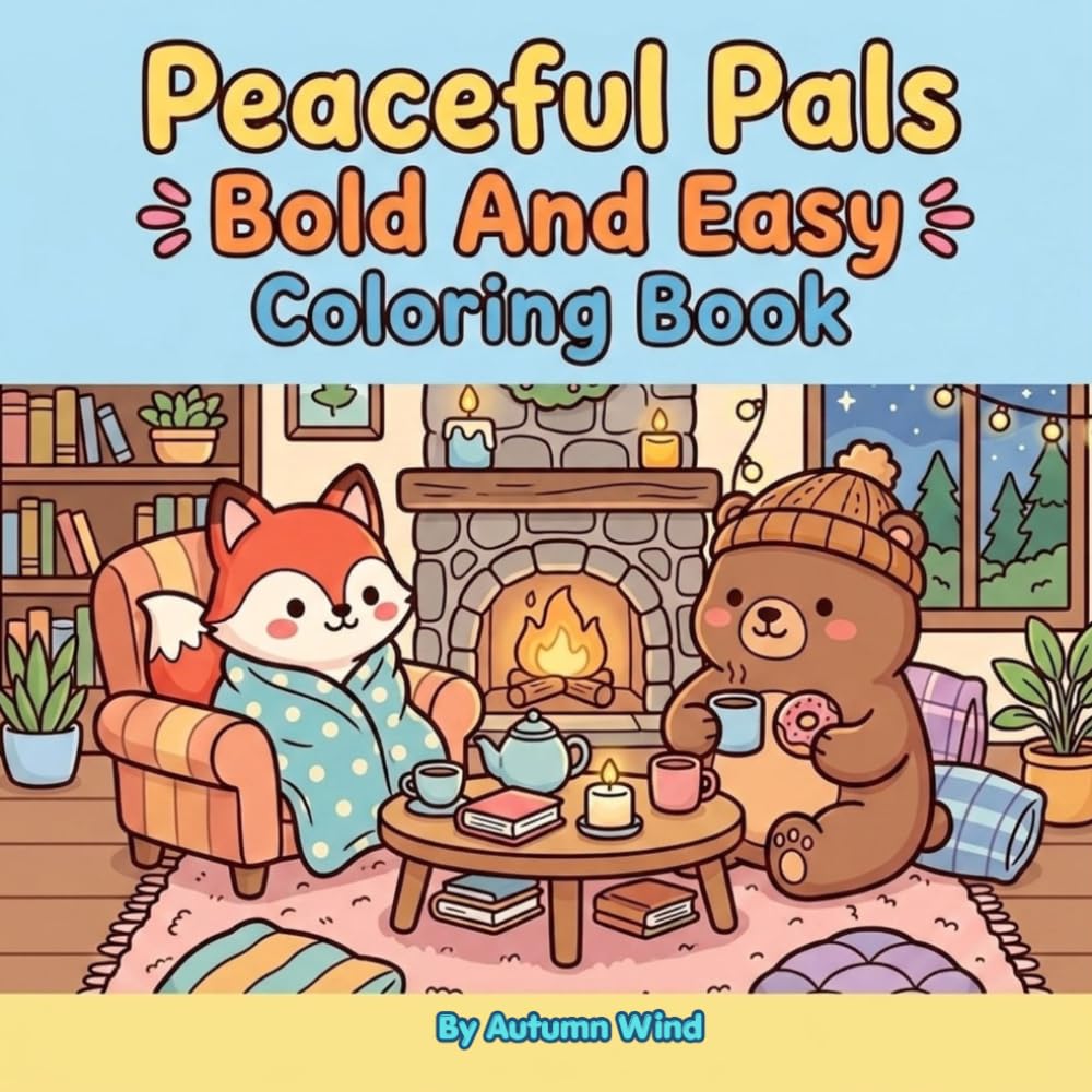 Peaceful Pals Bold And Easy Coloring Book: Cute and relaxing animal images for coloring