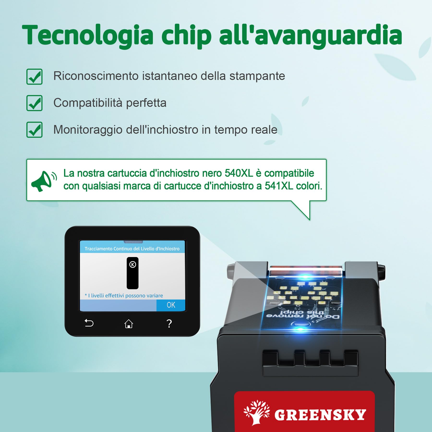 GREENSKY Cartucce 540 XL Compatibili per Cartucce Canon 540 XL PG-540 per Canon 540 per Canon Pixma MG3650s MG3650 TS5150 TS5151 MG3550 MX475 MX355 MX515 MG2550 MG4250 (2 Nero)