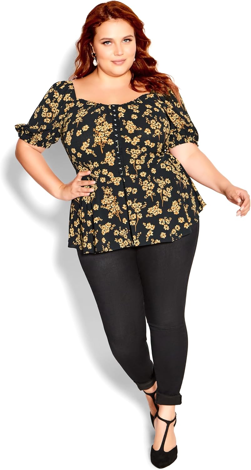 City Chic Womens Plus Size Top Quirky PRT - Image 3