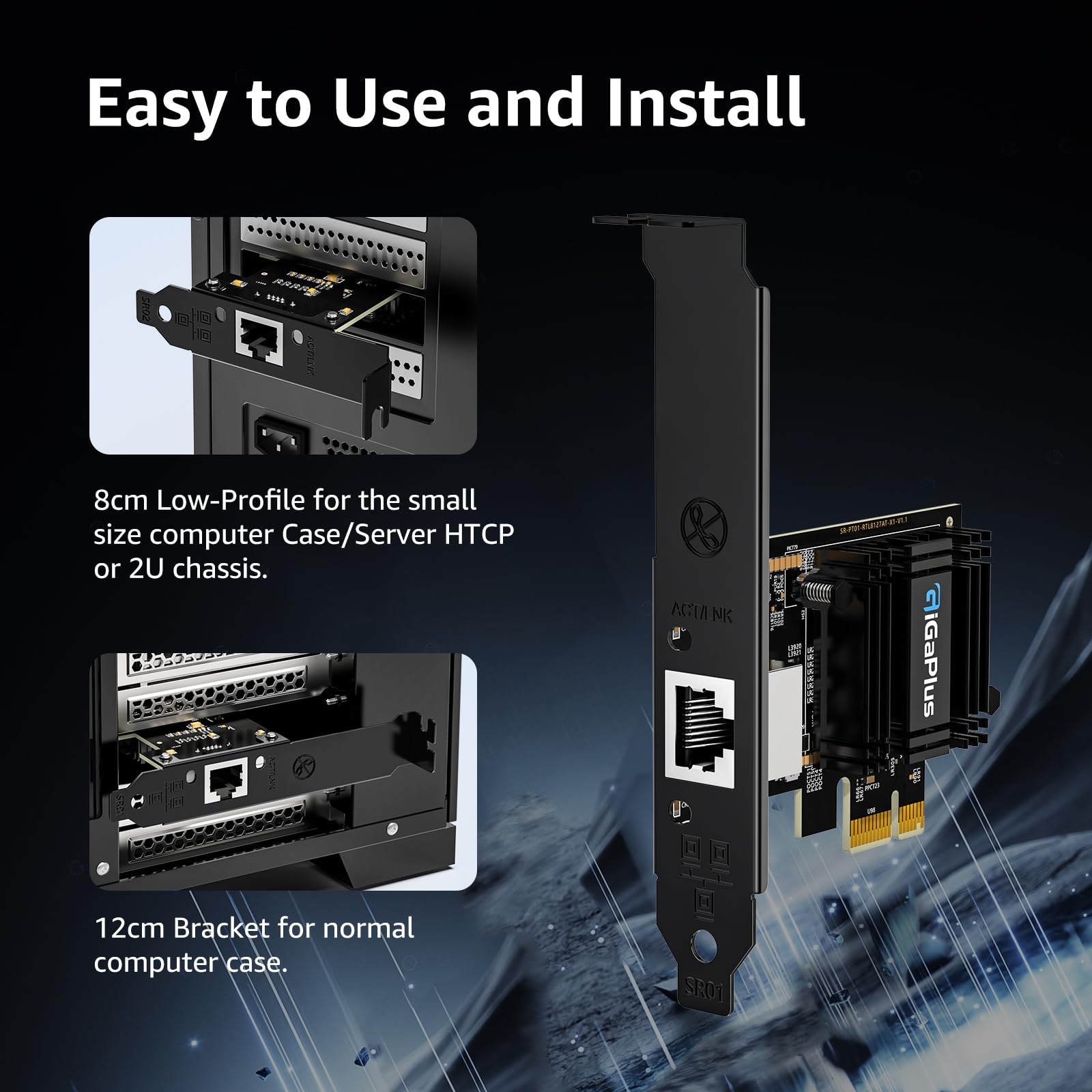 10Gb PCIe 4.0 x1 Network Card, GigaPlus 10G RJ45 Ethernet Card with Realtek RTL8127AT