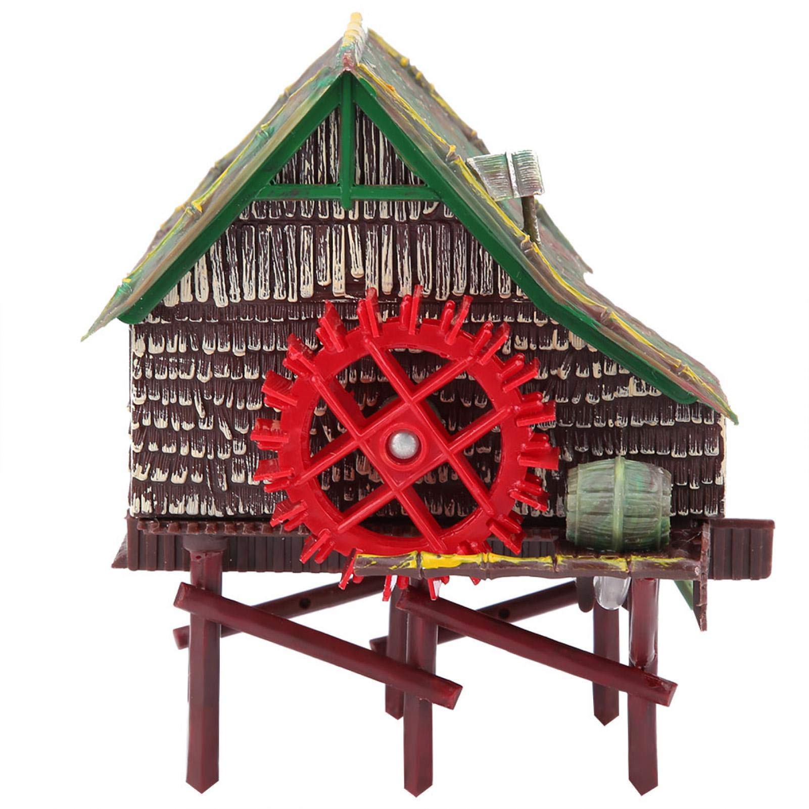 Decorazioni classiche in resina per acquario, accessori per acquario, castello di pietra in resina, decorazione paesaggistica per piccoli gamberetti (grande ruota ad acqua)