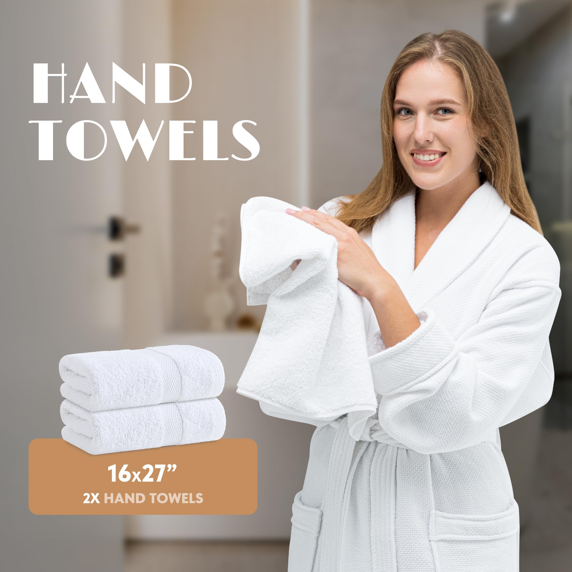 Wealuxe White Bath Towel Set - 6-Piece Absorbent Cotton -5