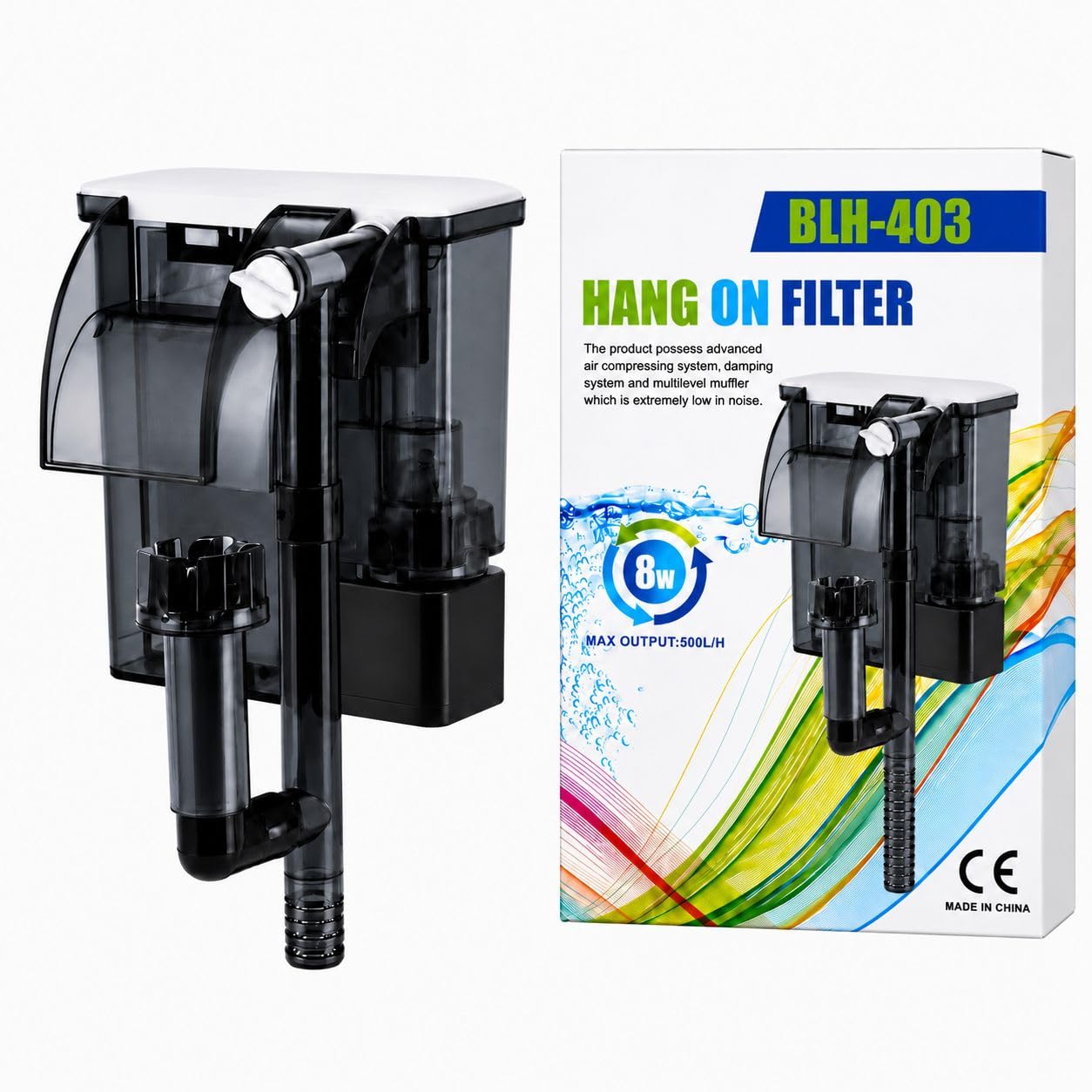 Rizopets BLH-403 Hang on Filter, Aquarium Filter, 8W, 500L/H Max Output, Advanced Air Compressing System (BLH-403)-image-38