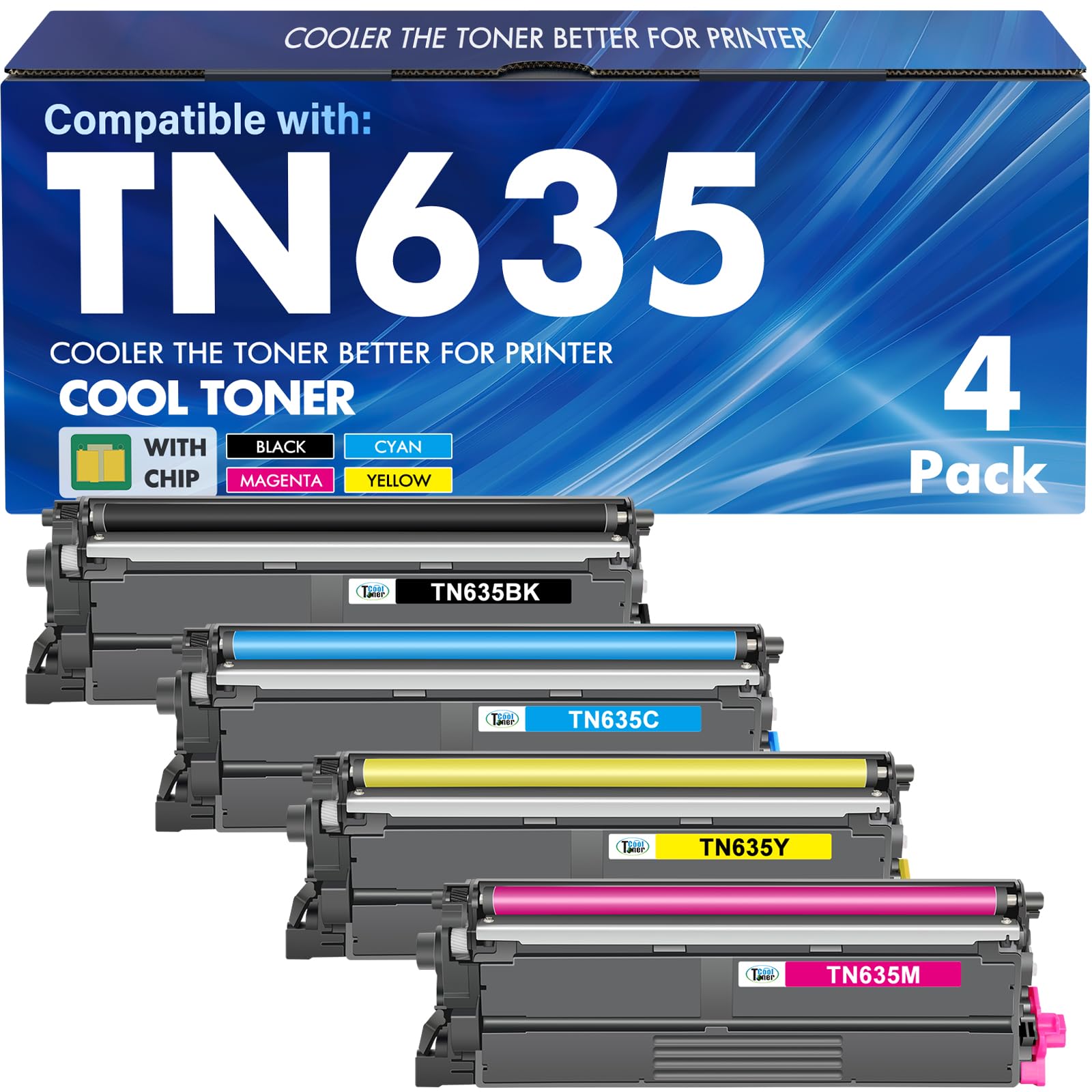 TN635 TN-635 TN 635 Toner Cartridge Set for Brother TN635XL MFC-L8930CDW | Compatible for Brother TN-635XL TN635XXL MFC-L8730CDW HL-L8430CDW HL-L8570CDW MFC-L8970CDW HL-L8430CDWT MFC-EX575 Printer Ink