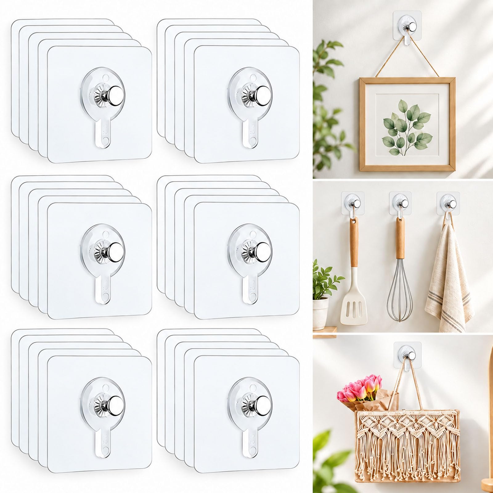 30 PCS Nail Free Stickers, No Nails Picture Hooks, 5 KG Load Heavy Duty