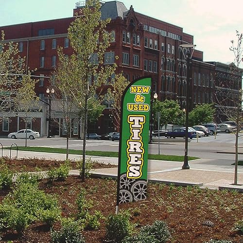 Miniatura 3 de Infinity Republic - Kit de bandera y poste de manga completa sin viento para neumáticos nuevos y usados - Perfecto para tiendas de neumáticos,