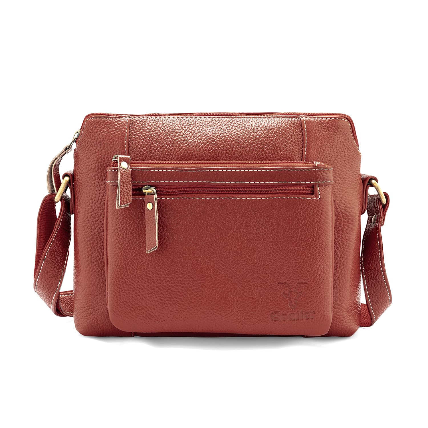 Goatter Genuine Leather 9" Inch Sling Cross-Body Bag For Womens - Red (B0CNPYM61W) Amazon Price History, Amazon Price Tracker