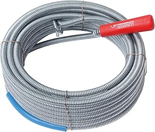 ROTHENBERGER Industrial Rohrreinigungsspirale 10 m | aus Federstahl | Ø Spirale: 9 mm; Mit Rückholbohrer und Handkurbel | Rohre aus Kunststoff, Gusseisen oder Steinzeug | 072986E