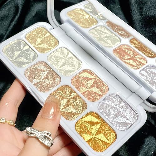 evpct 8 Colors Highlighter Makeup Palette for Face Highlighters & Luminizers iluminadores de maquillaje profesional Gold Cheek Diamond Shimmer Stick Glitter Contour Bronzer and Highlighter Palette - D01 - 8 Count (Pack of 1)