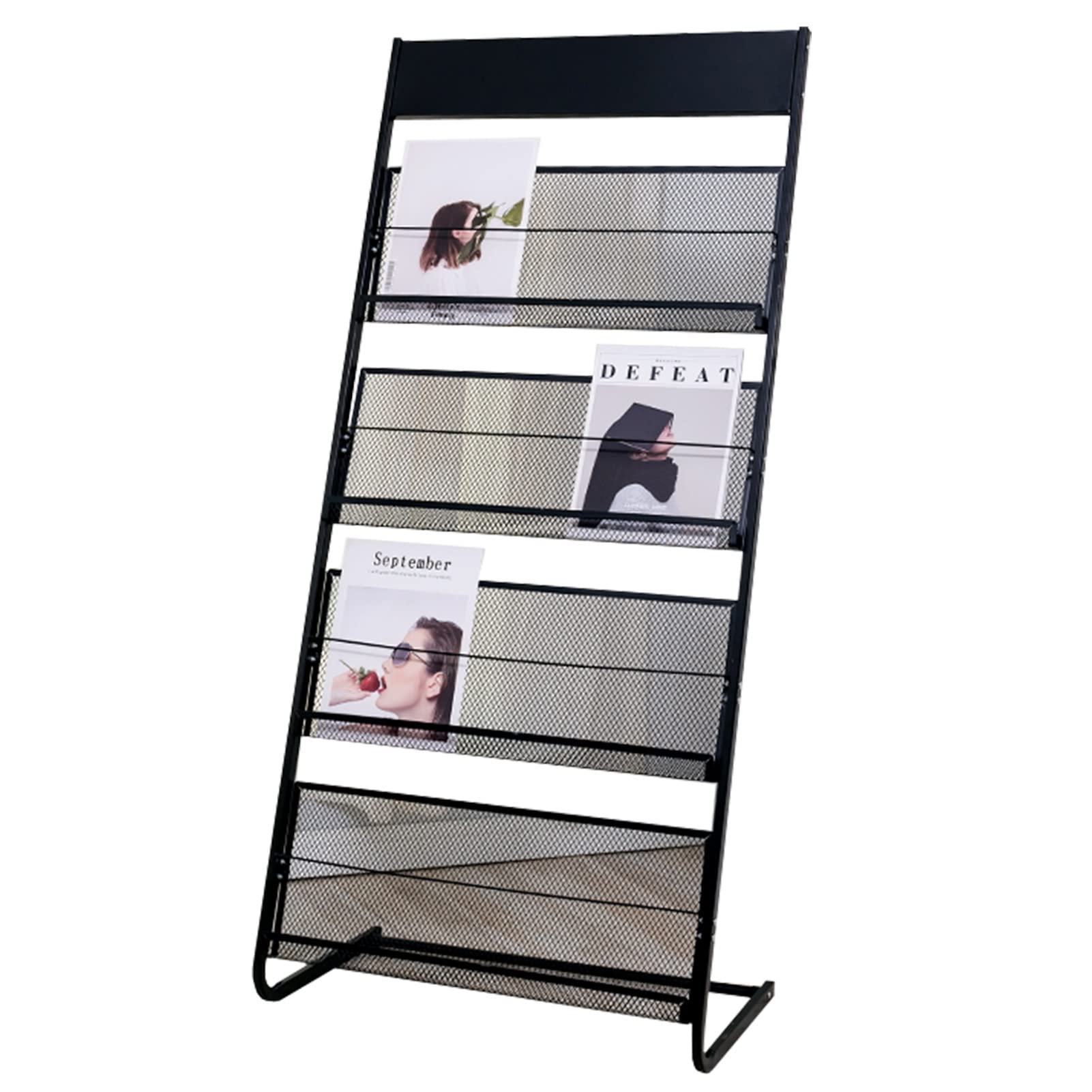 IUokLU Newspaper Racks 54" Magazine Rack Floor, Metal Display Rack Literature Brochure Magazine Stand, Catalog Signing Rack for Reception Areas, Easy Assemble
