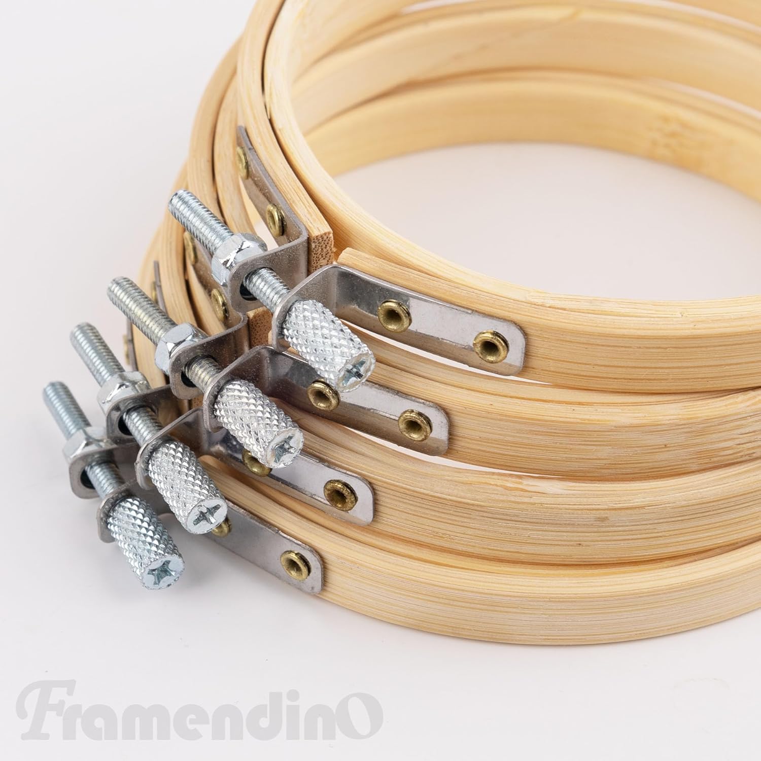 Framendino, 48 Pack 4 Inch Embroidery Hoop Bulk Wood Circle Cross Stitch for Sewing Craft Home Decoration