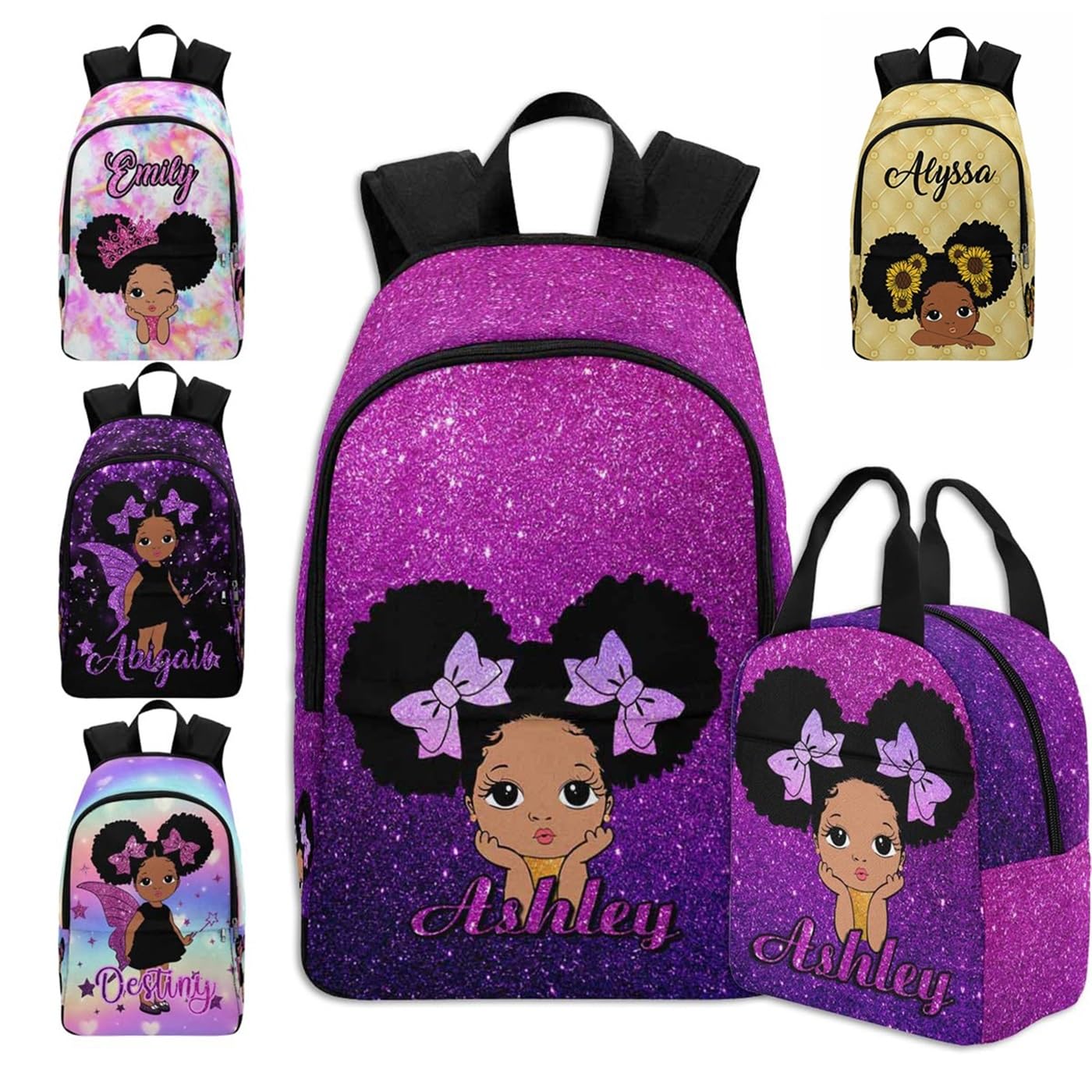 MyPhotoPrint Custom Casual Unisex Daypack Bags Backpack Purple Glitter Drops Custom Knapsack Computer Bags to Nephew from Aunt