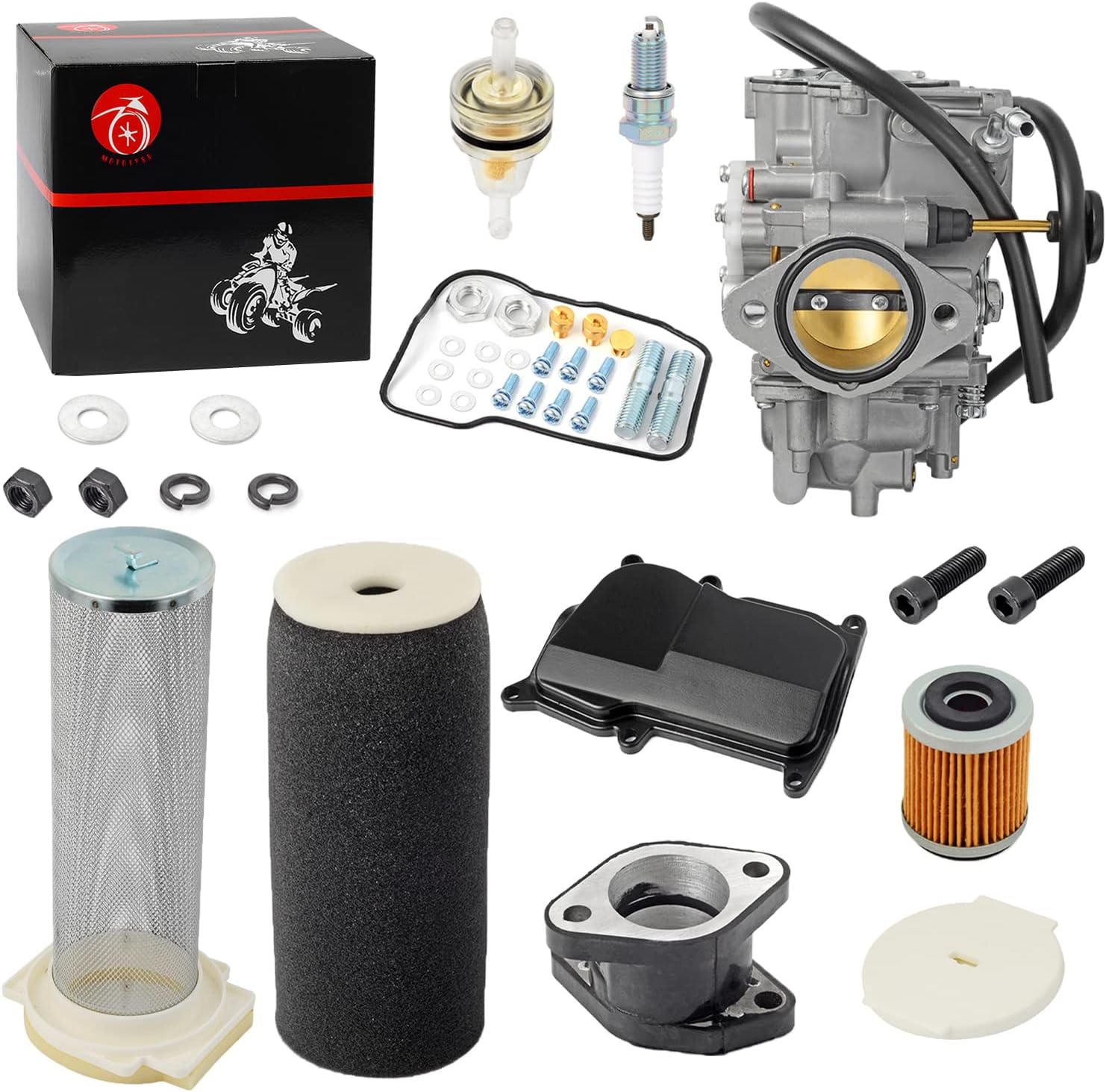 Carburetor Carb & Air Filter & & Guide Intake Manifold Boot Kit For Yamaha Warrior 350 YFM350X Carb 1987-2004
